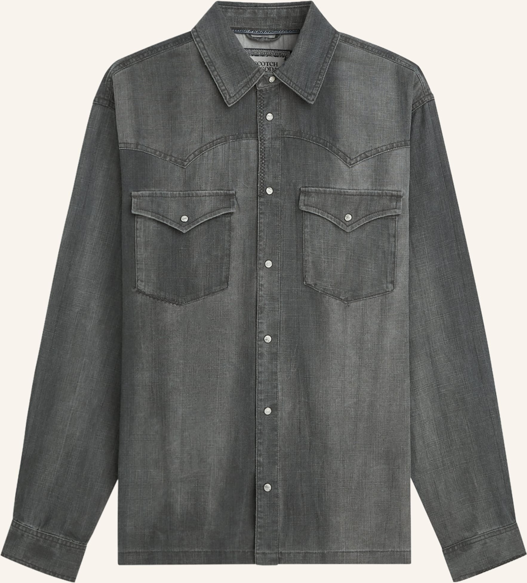 Scotch & Soda Hemd Comfort Fit In Jeansoptik grau