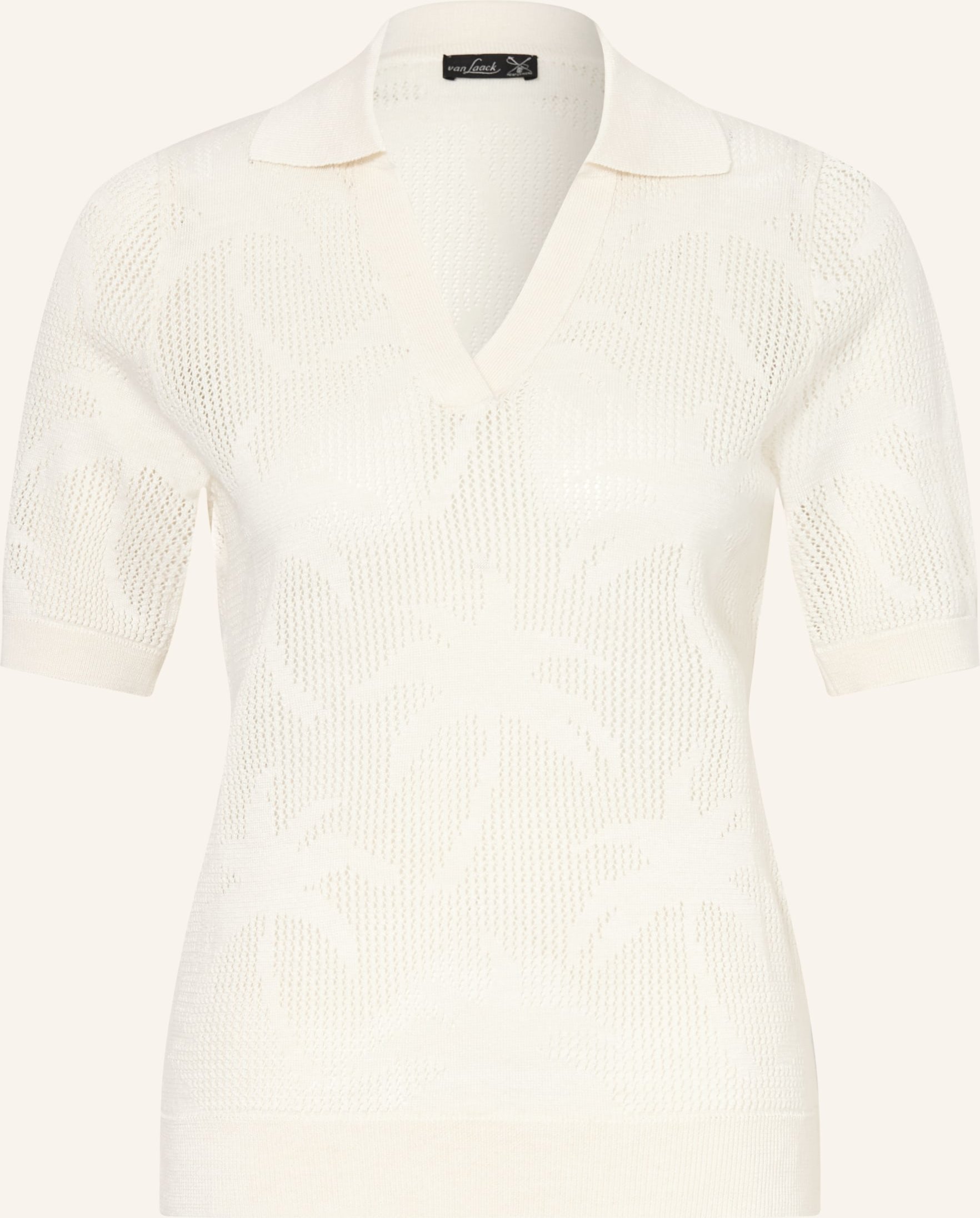 Van Laack Strick-Poloshirt Vl-Saidas-Xx Mit Leinen weiss