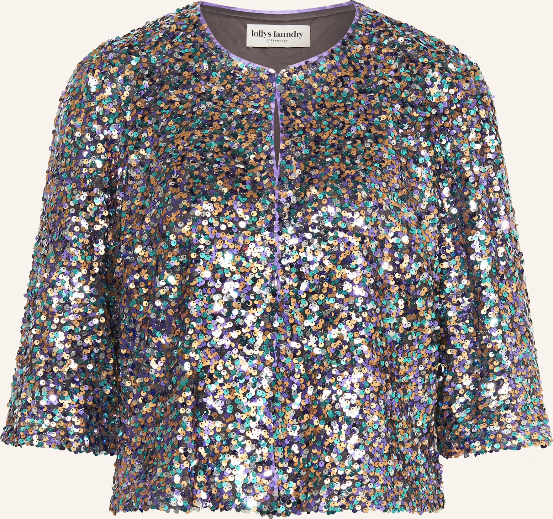 Lollys Laundry Jacke Trinell Mit Pailletten Und 3/4-Arm silber