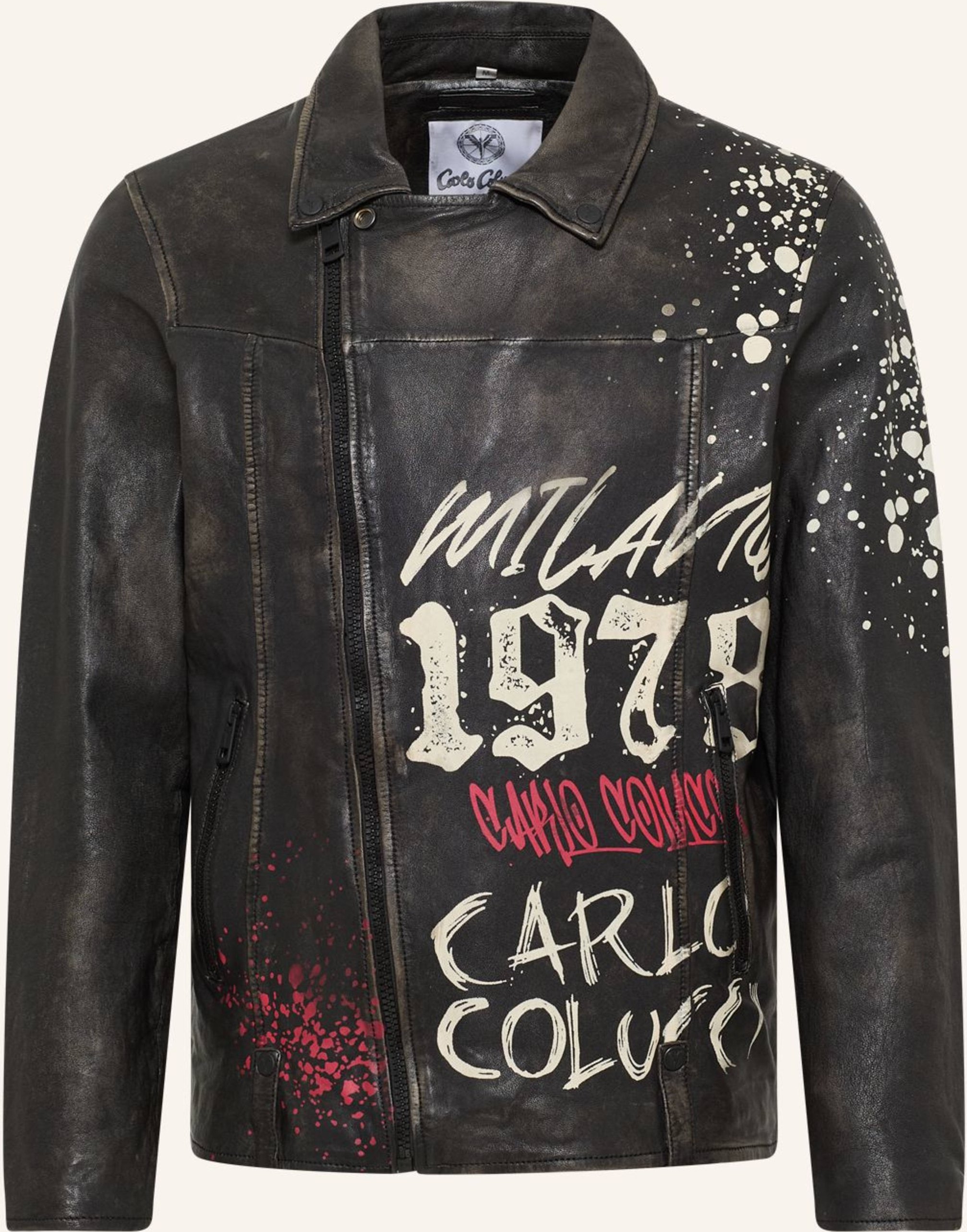 Carlo Colucci Airbrush Lederjacke Faccio schwarz