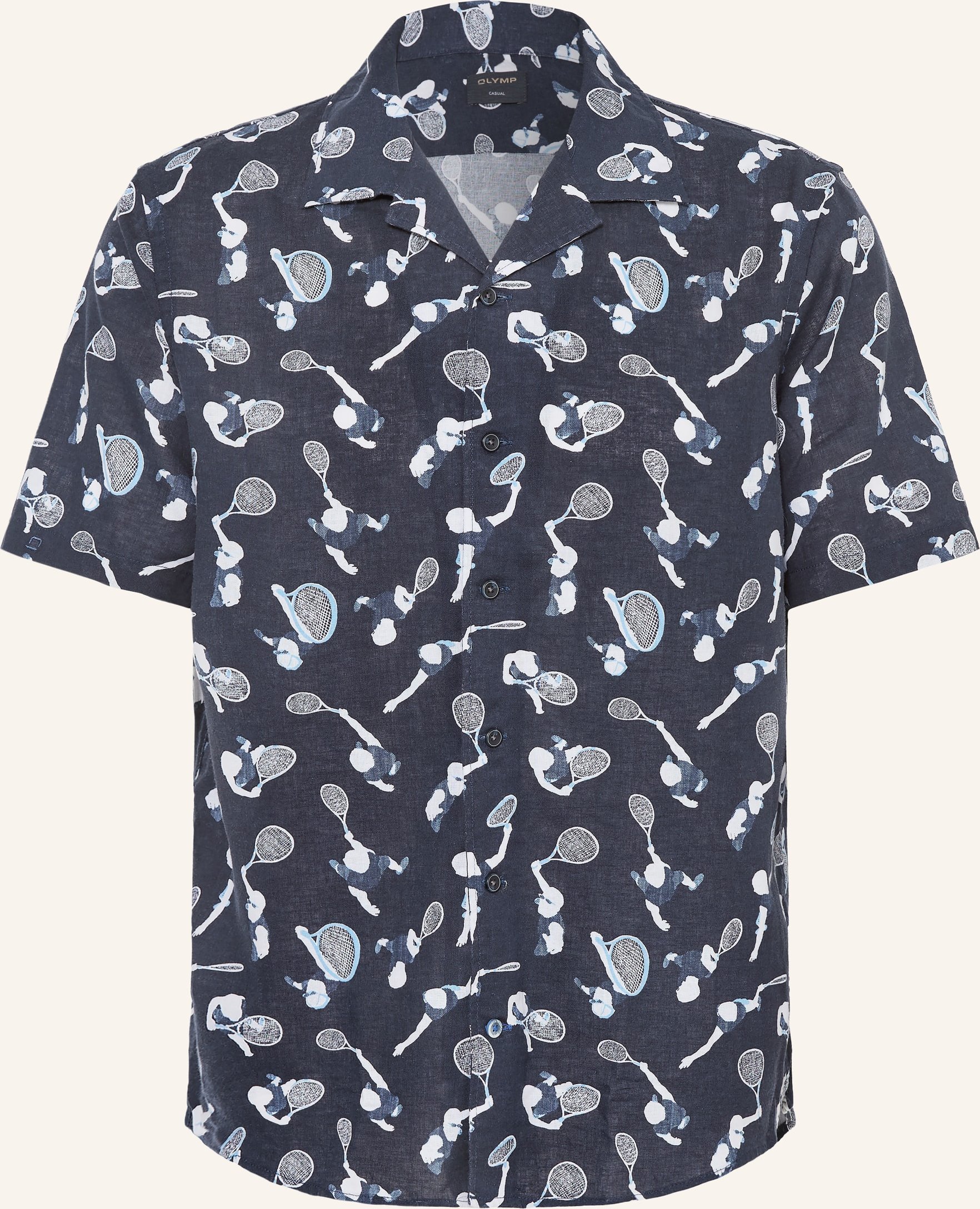 Olymp Resorthemd Comfort Fit Mit Leinen blau