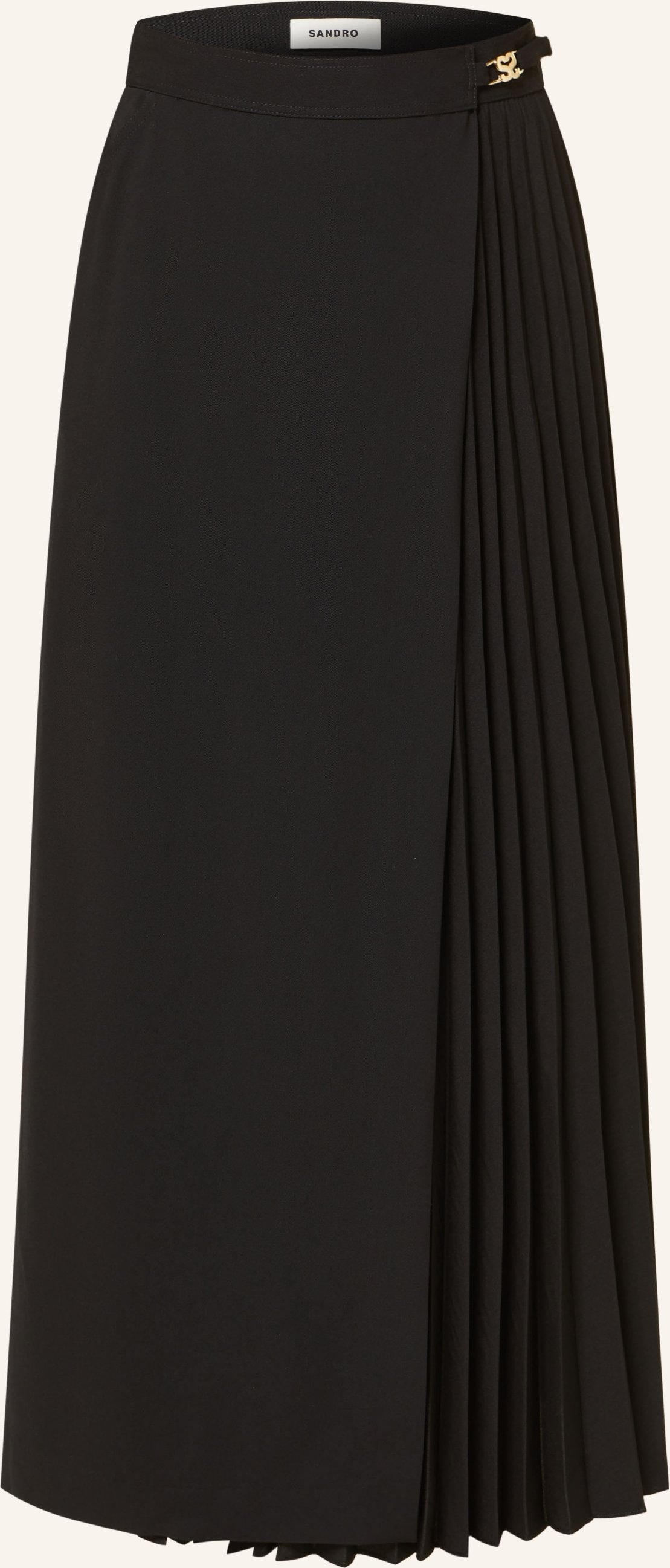 Thumbnail - Sandro Plisseerock In Wickeloptik schwarz