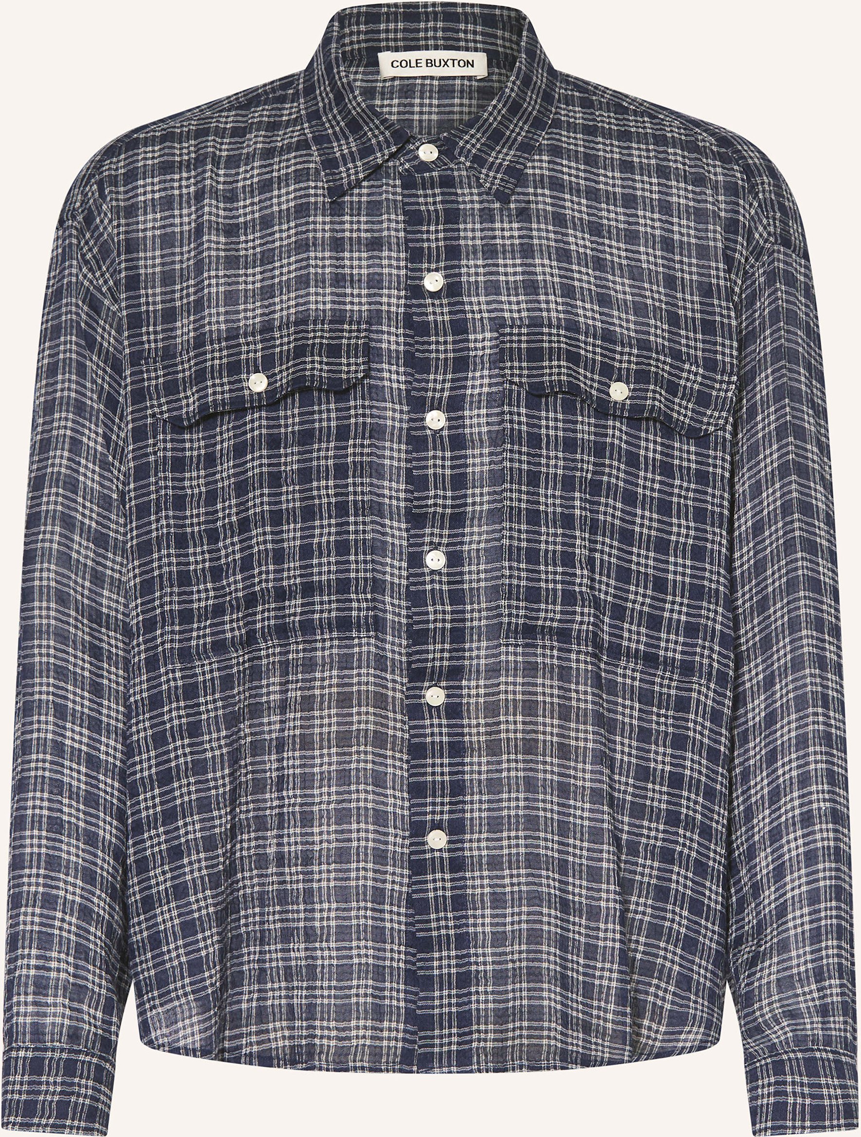 Cole Buxton Hemd Kayce Comfort Fit Mit Leinen blau