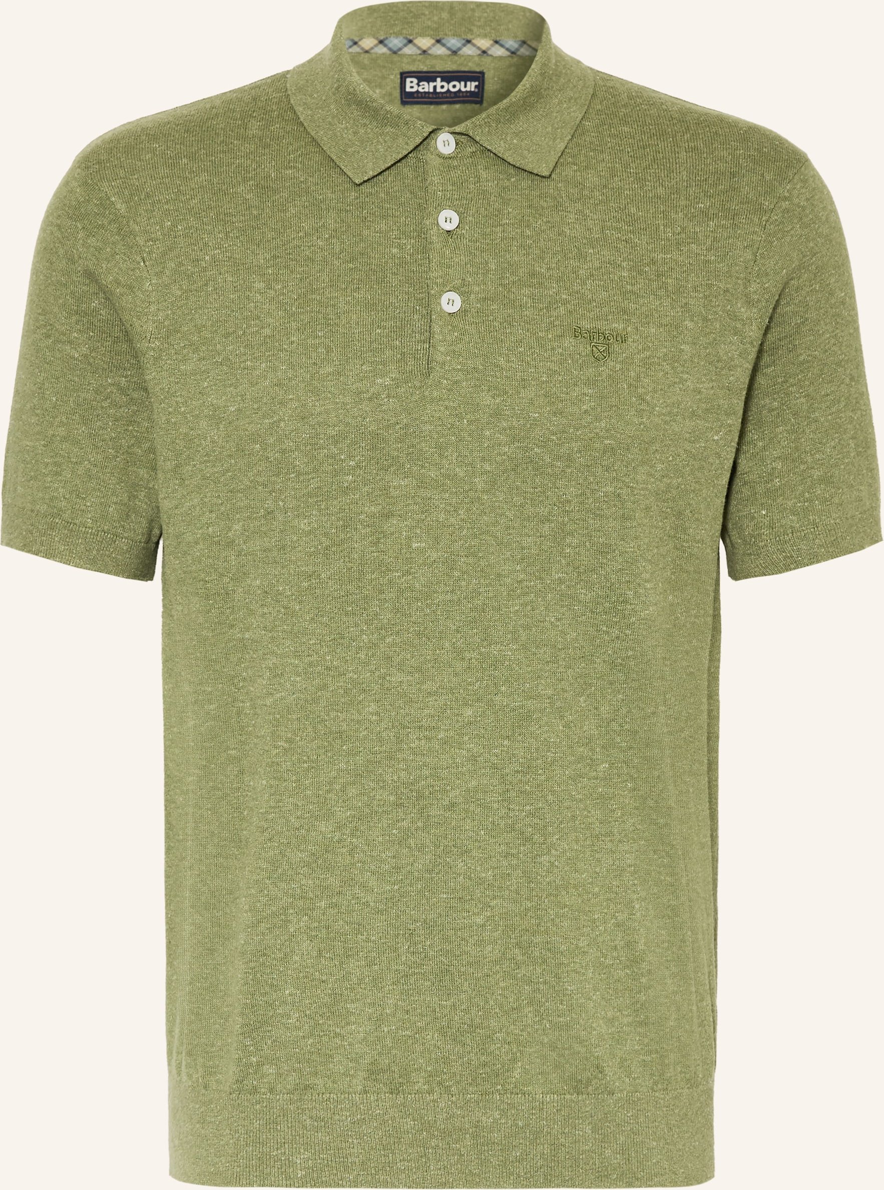 Barbour Strick-Poloshirt Muston Mit Leinen gruen