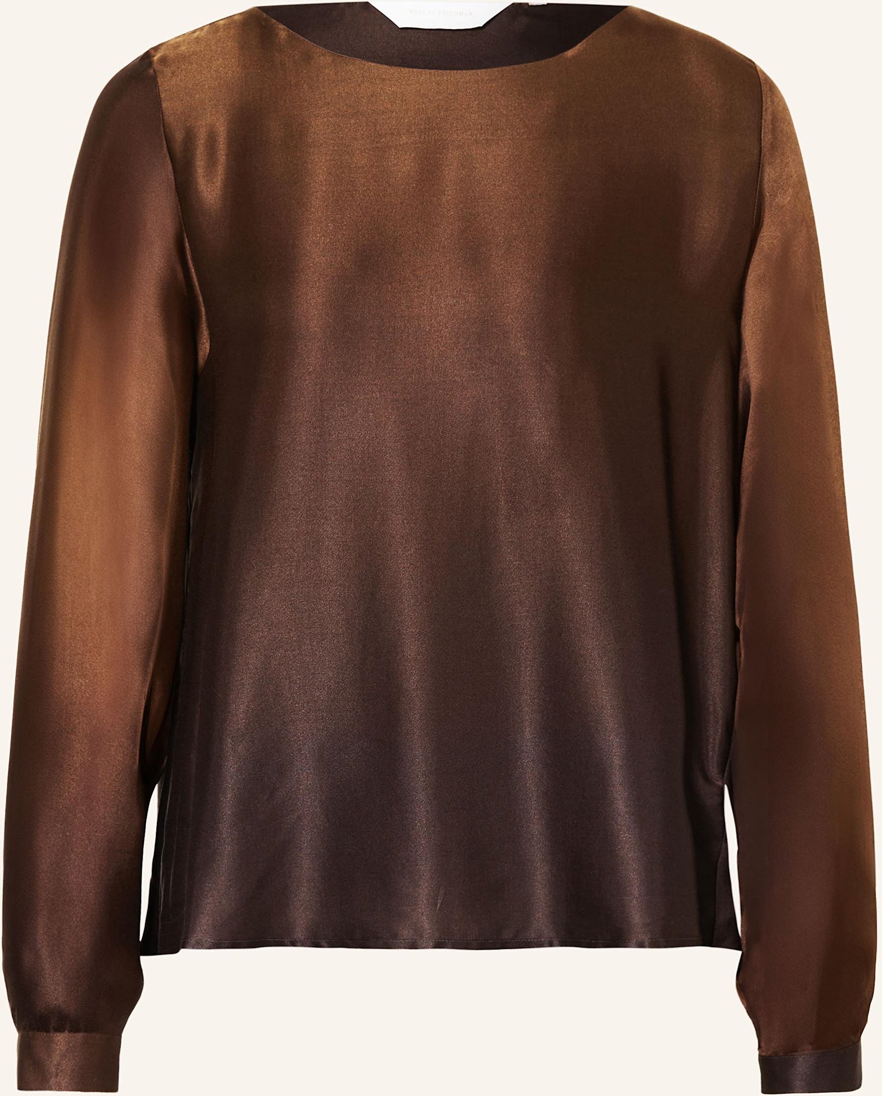 Robert Friedman Blusenshirt Tea Aus Satin braun