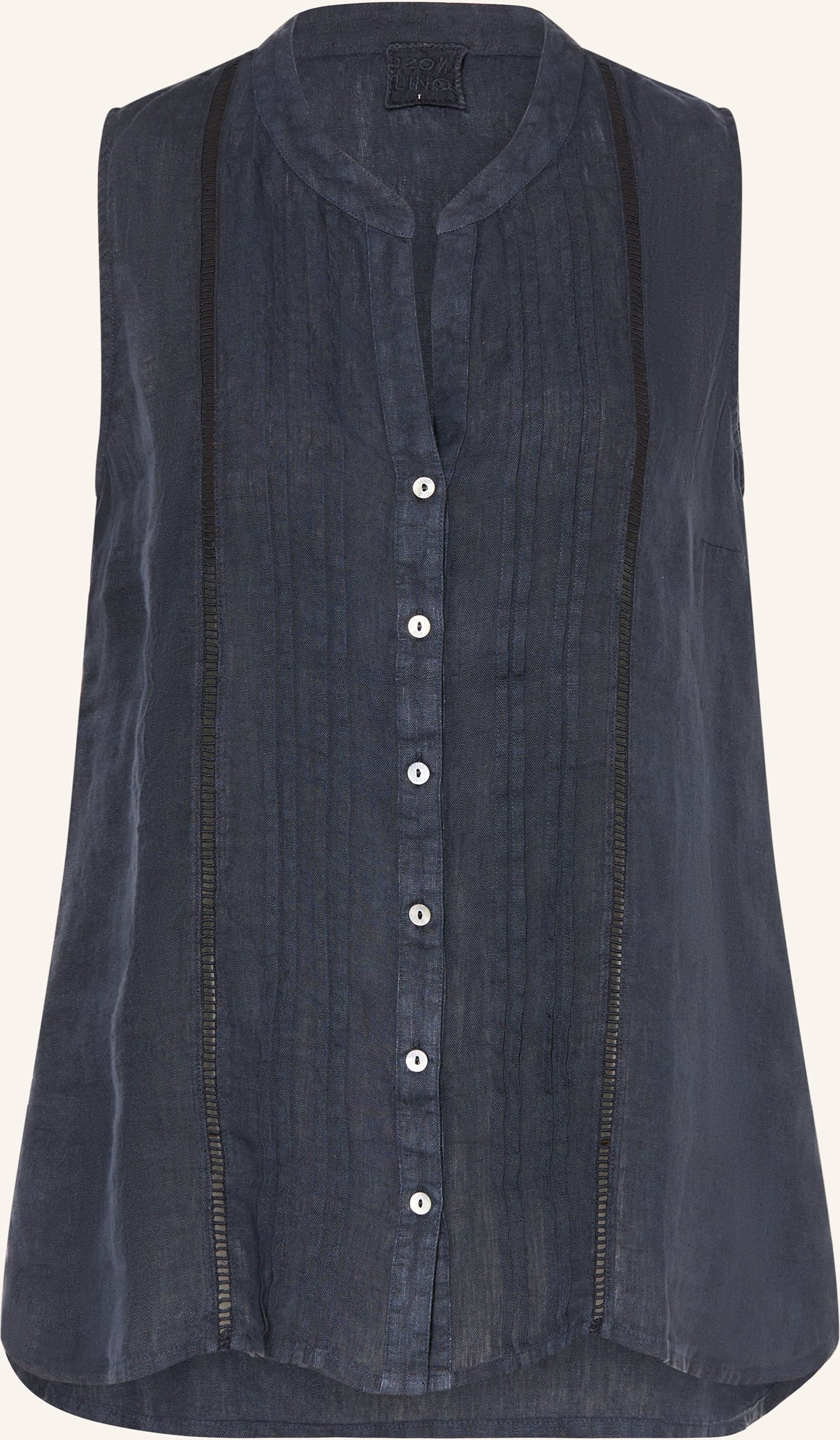 120%Lino Blusentop Aus Leinen blau