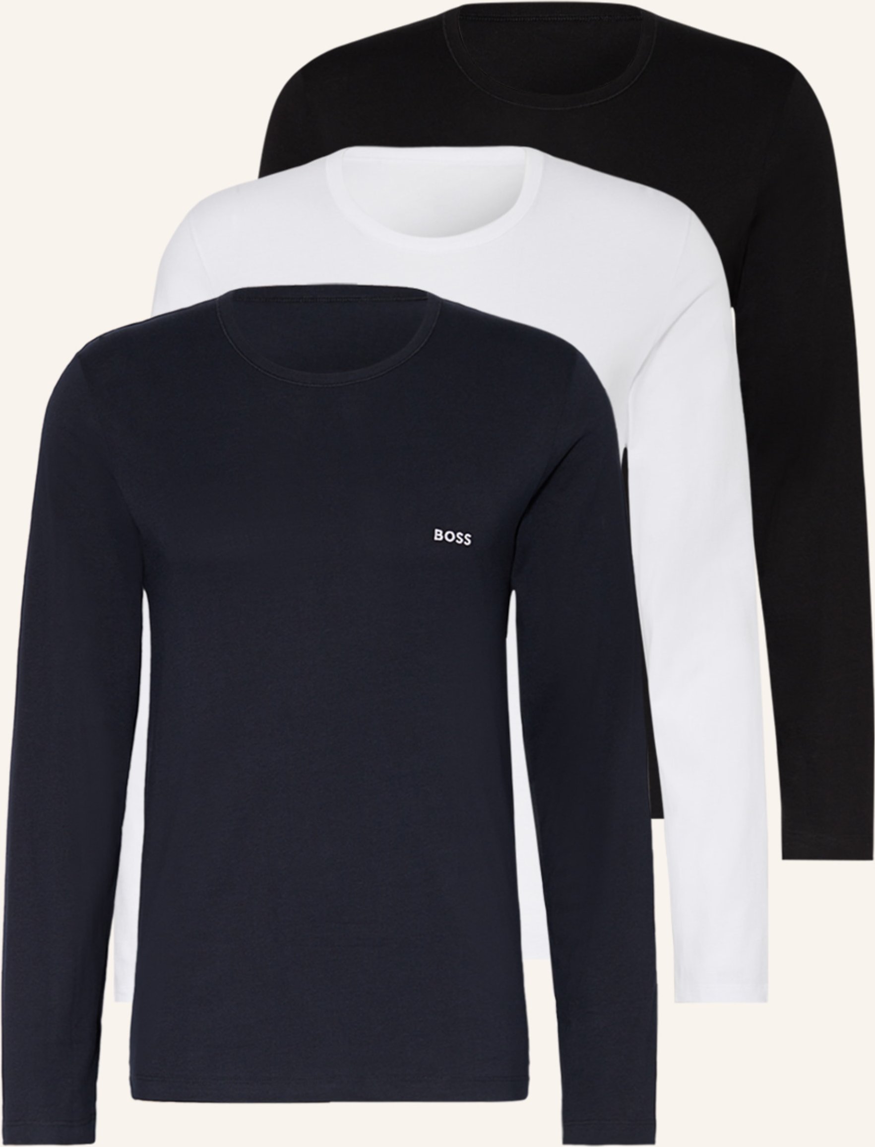 Boss 3er-Pack Longsleeves weiss