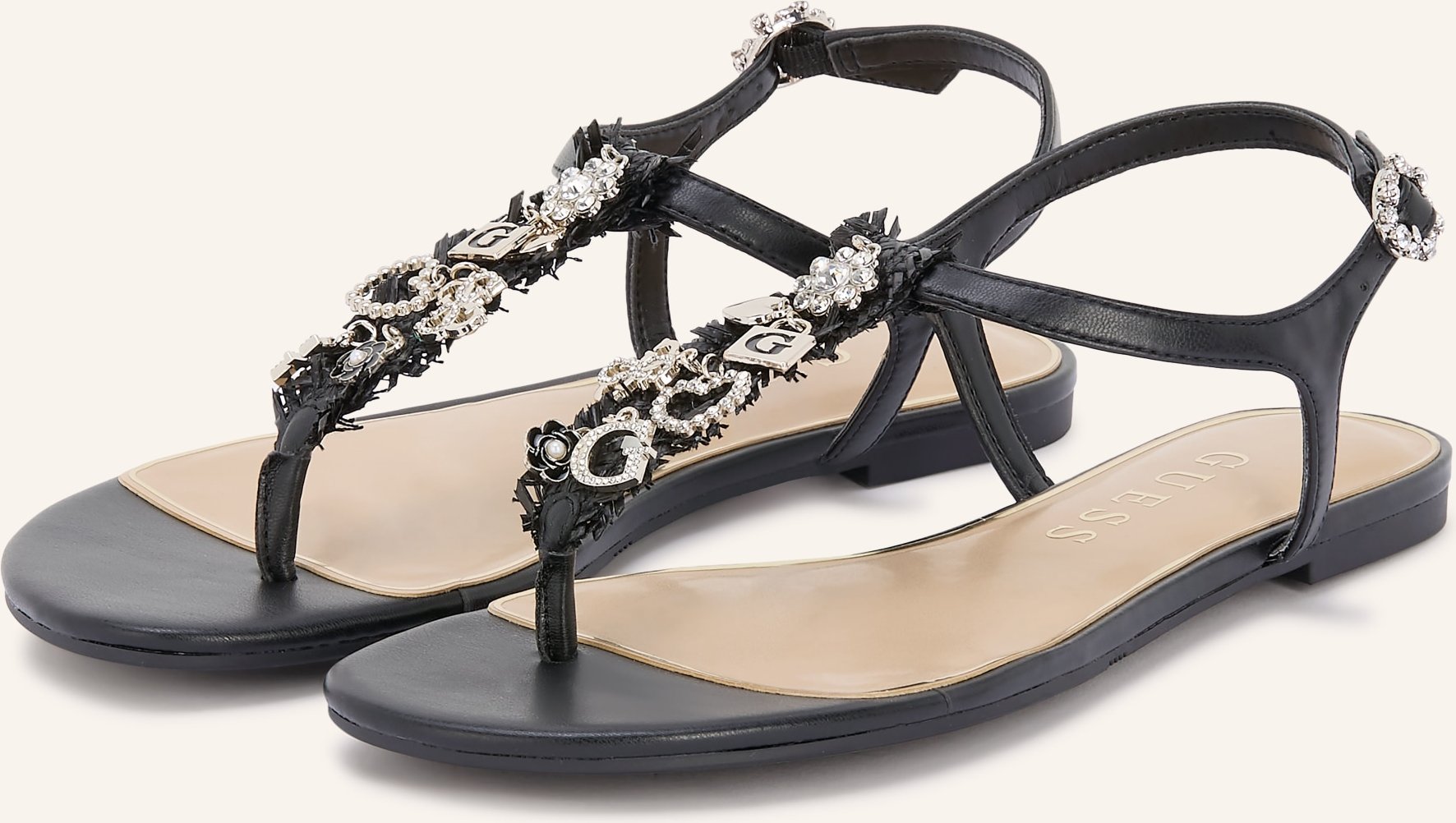 Guess Zehentrenner Texx Mit Schmucksteinen schwarz