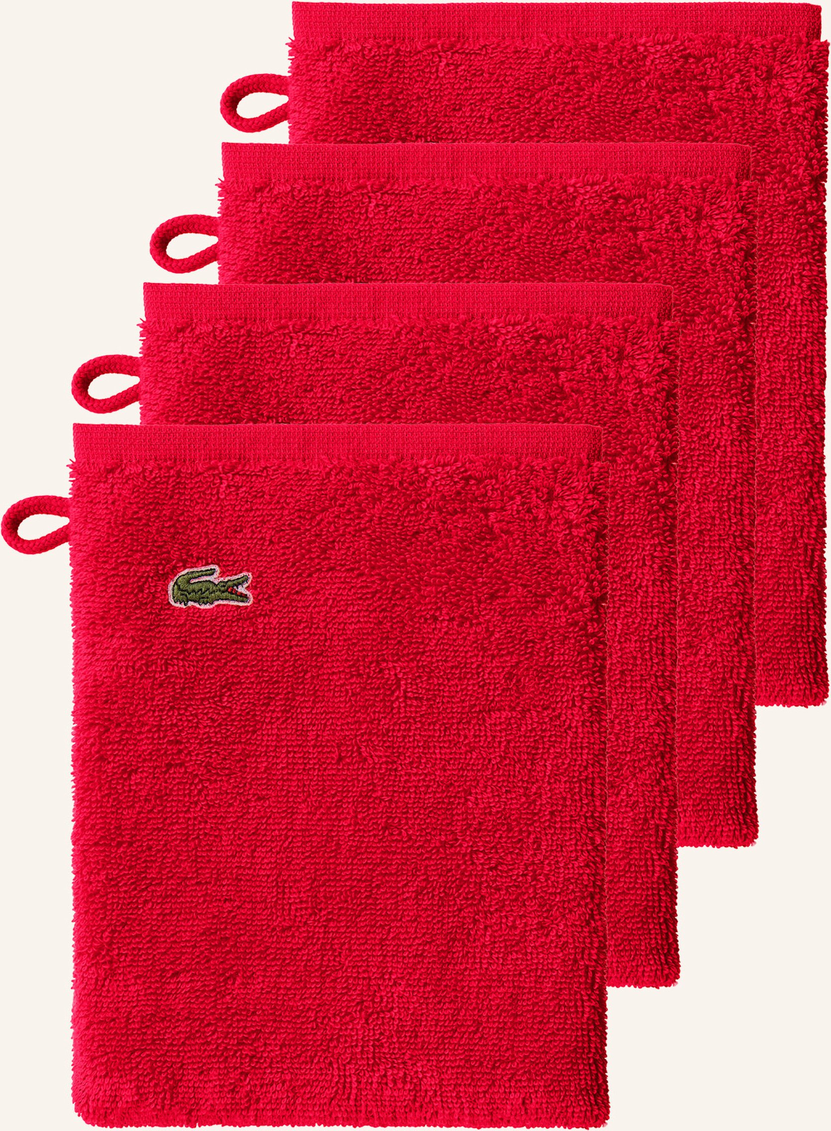 Lacoste Waschhandschuh 4er Set Llecroco rot