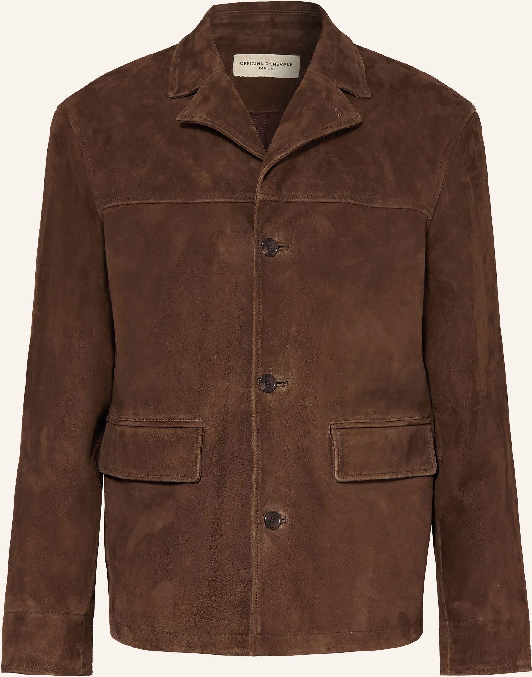 Officine Générale Leder-Overjacket Erickson braun