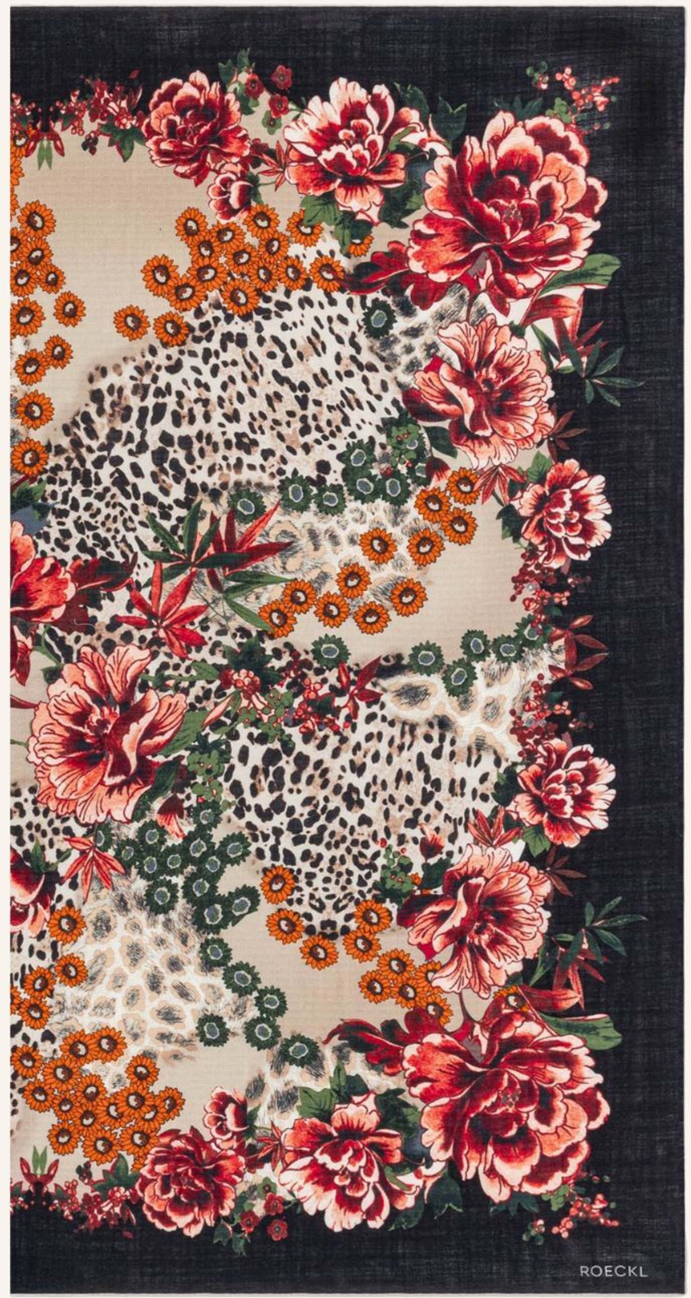 Roeckl Wolltuch Blooming Wilderness schwarz