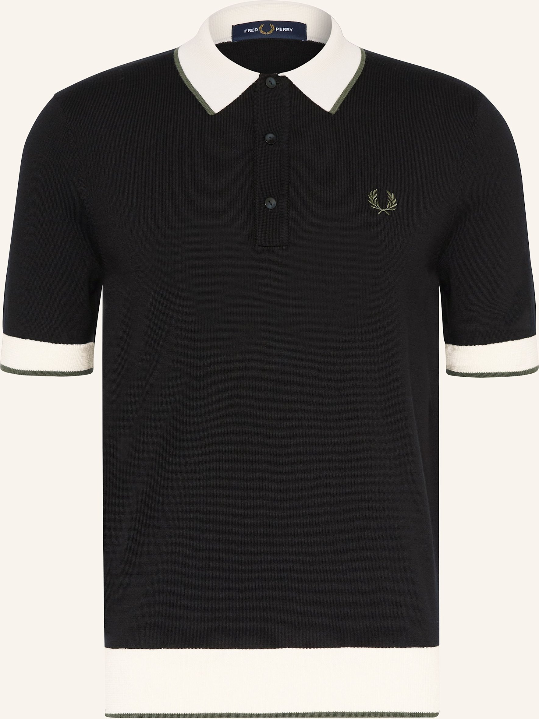 Fred Perry Strick-Poloshirt schwarz
