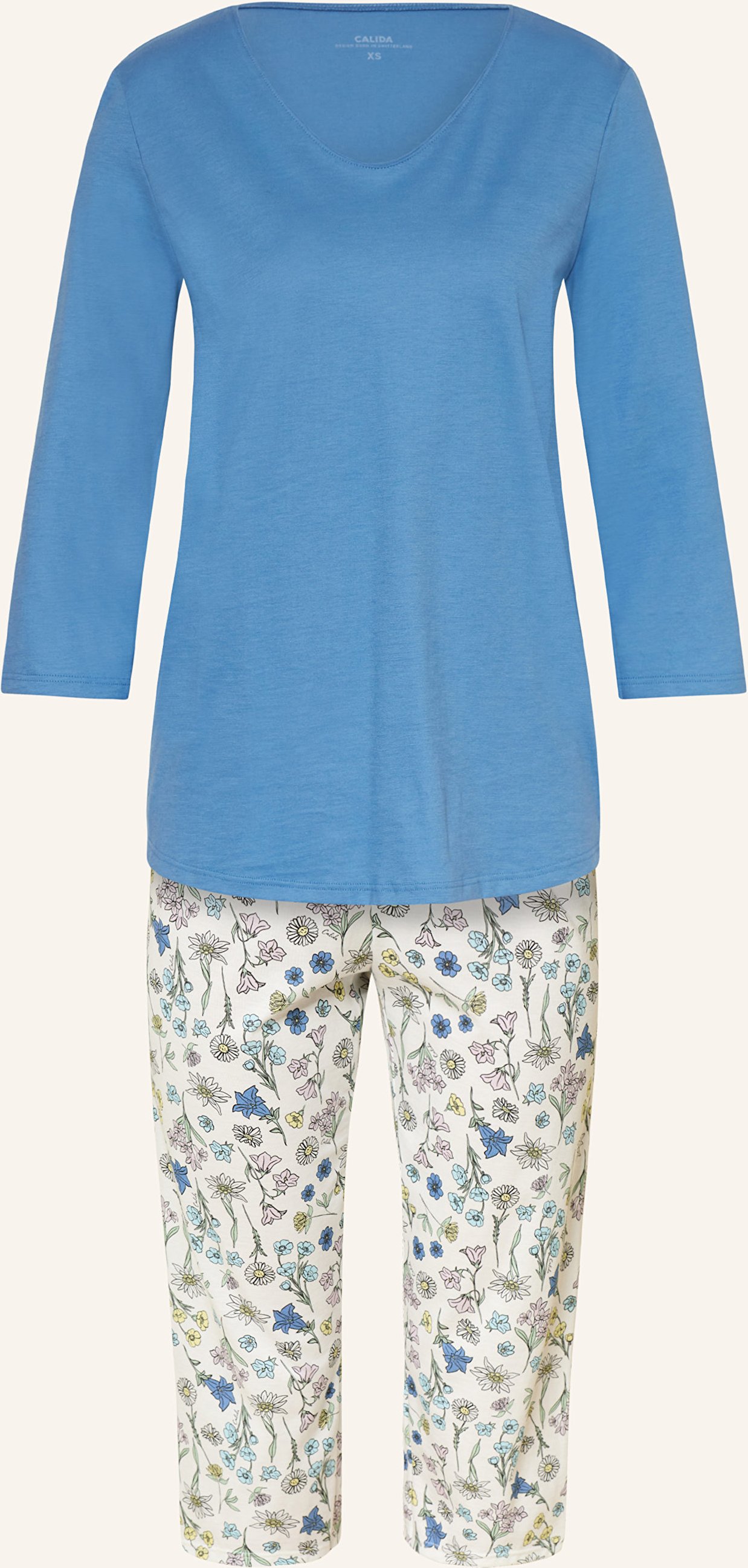 Calida 3/4-Schlafanzug Flower Nights weiss