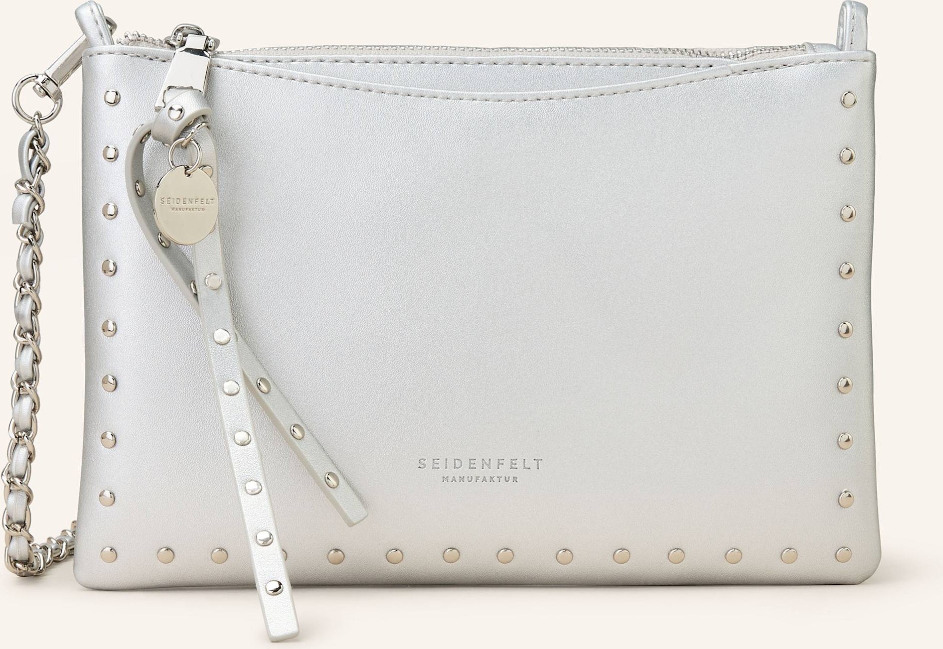 Seidenfelt Umhängetasche Senja Mit Nieten silber