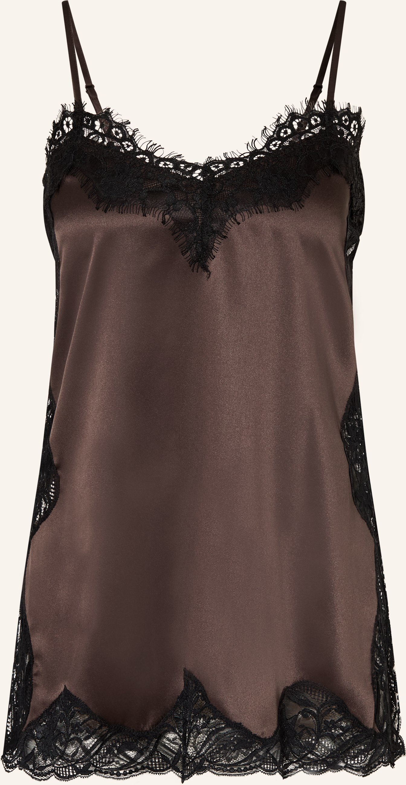 Mrs & Hugs Satintop Mit Spitze braun