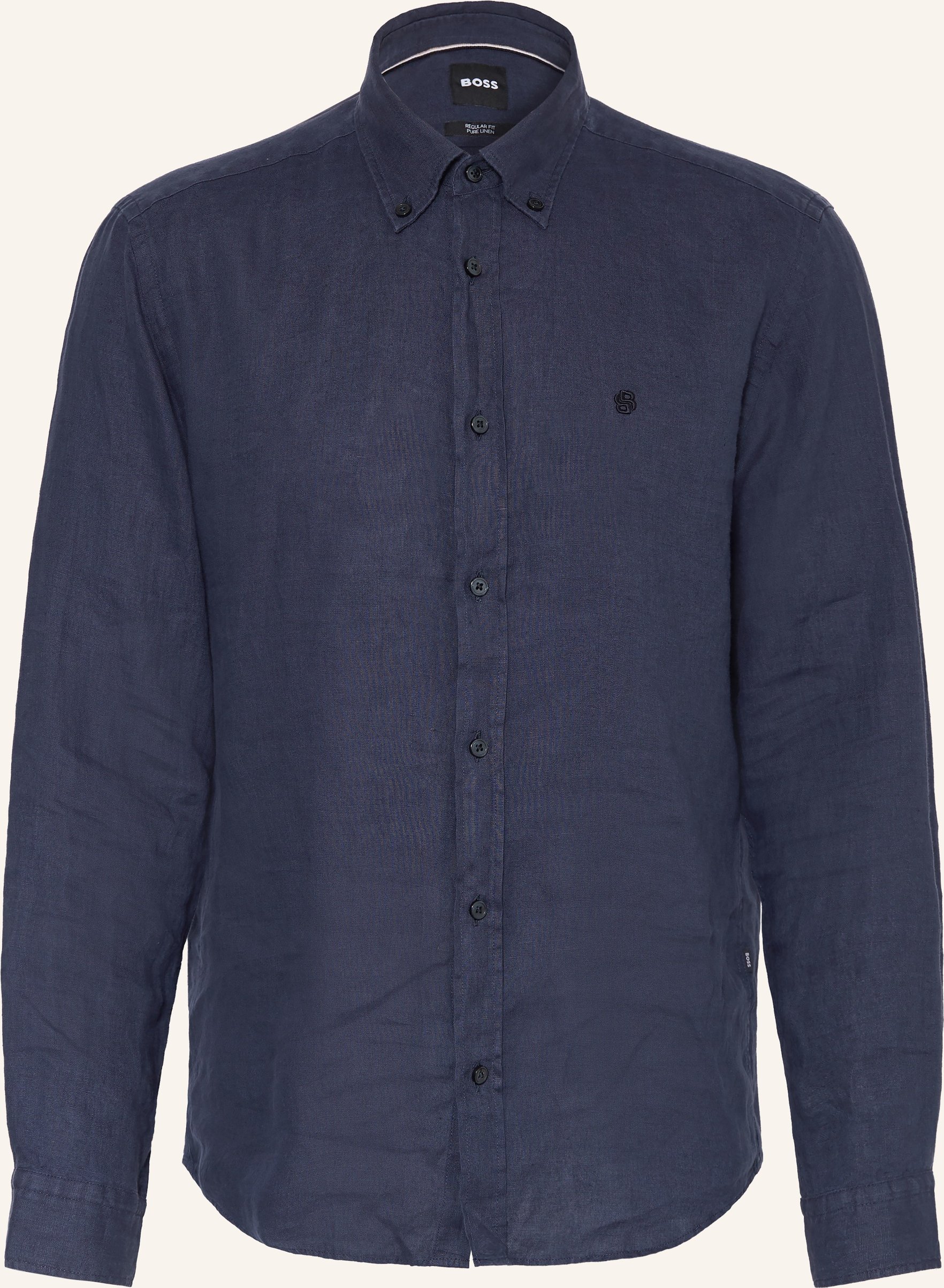 Boss Leinenhemd Liam Regular Fit blau