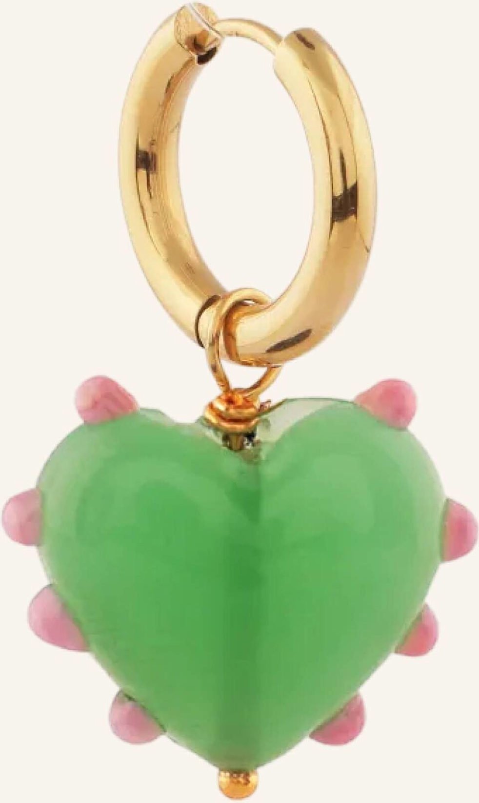 Sandralexandra Creolen Milagros Heart Single Jade Green By Glambou gold