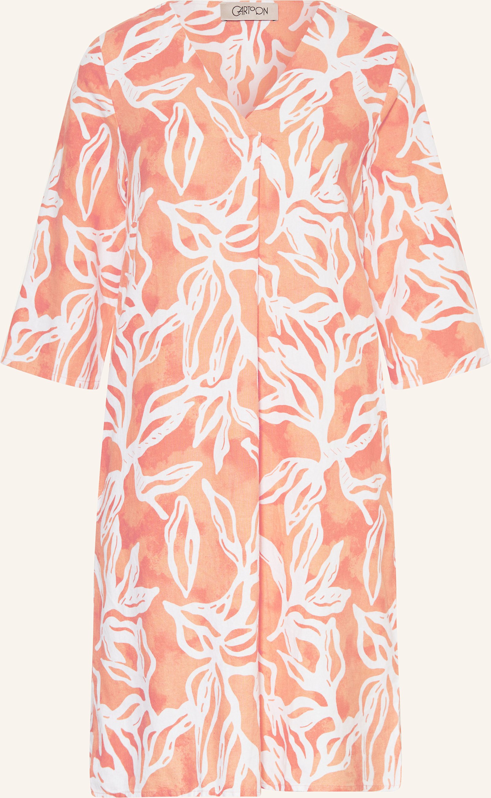 Cartoon Leinenkleid Mit 3/4-Arm orange