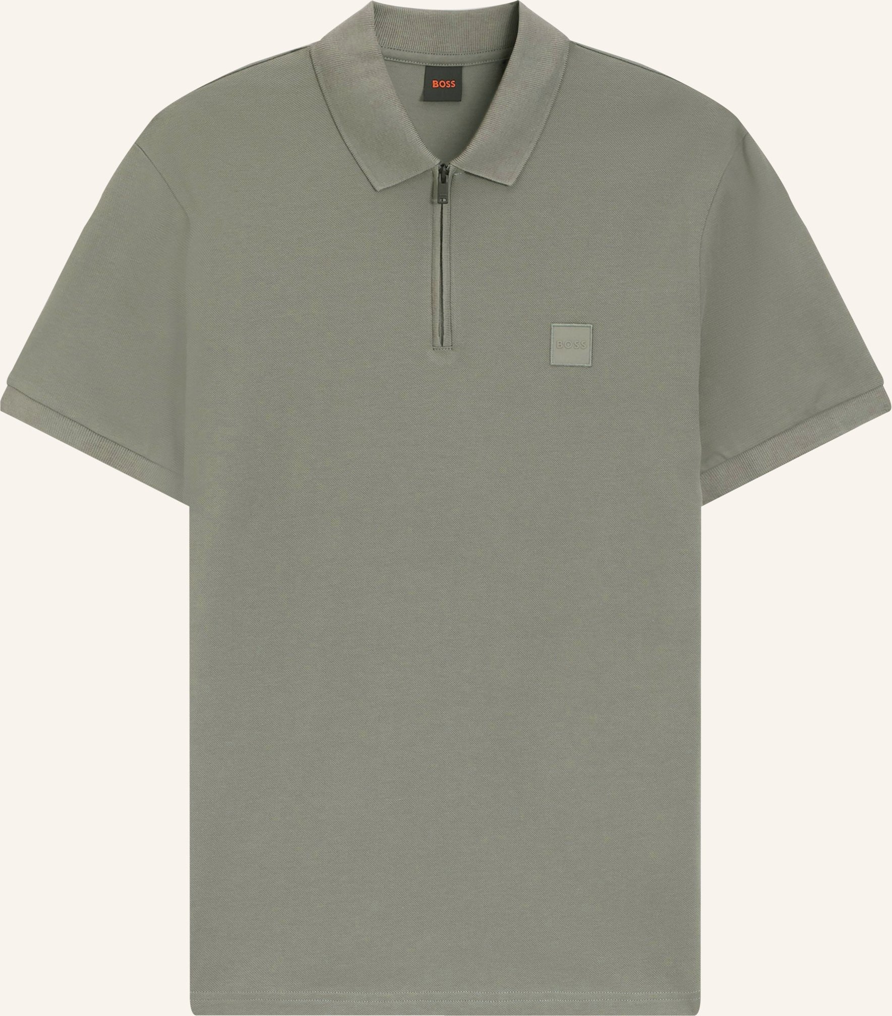 Boss Piqué-Poloshirt Passerzip gruen