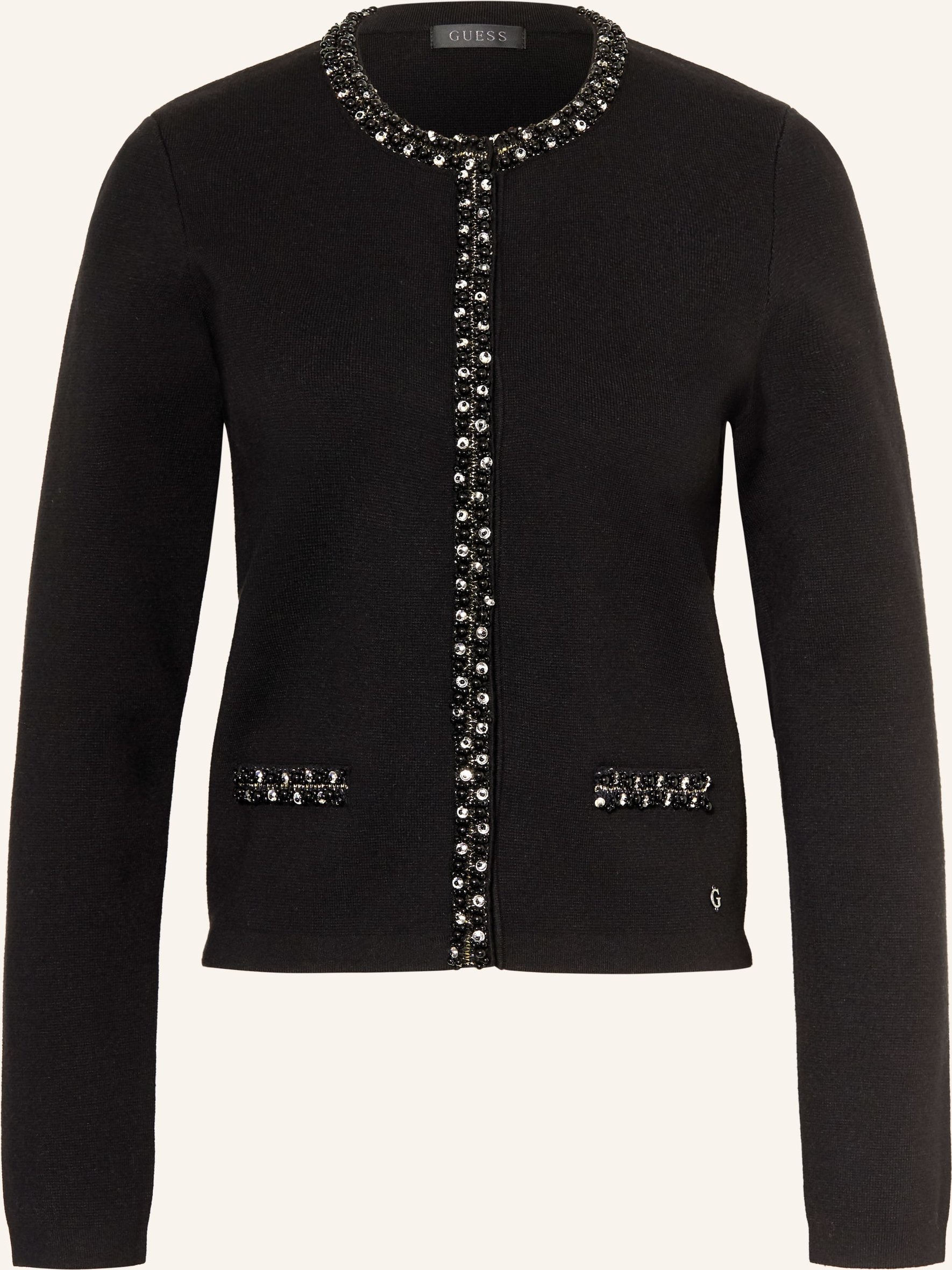 Guess Strickjacke Mit Schmucksteinen Und Schmuckperlen schwarz