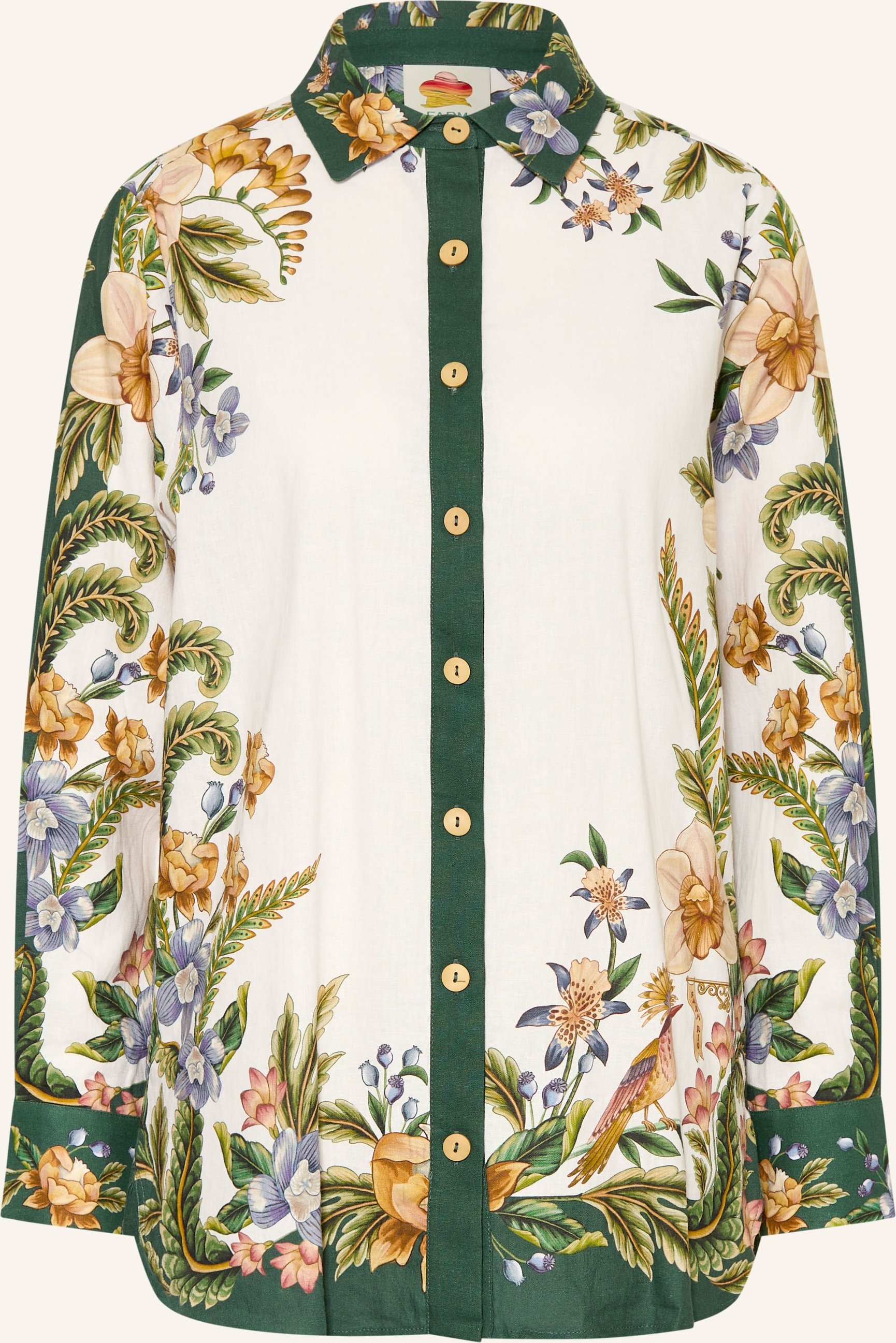 Farm Rio Hemdbluse Nature Sand Mit Leinen beige