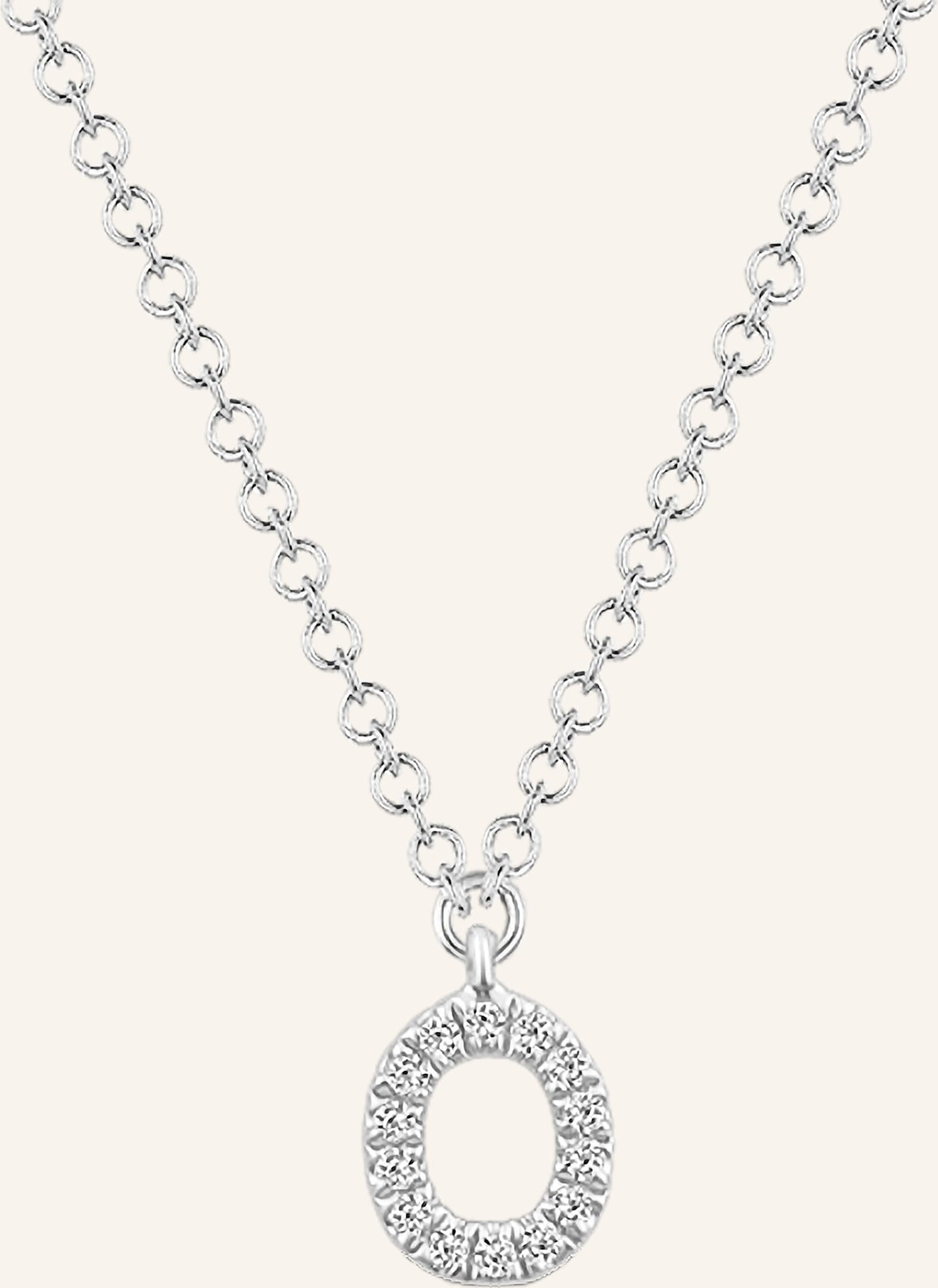 Leaf Initialien Halskette „O“ Aus 14 Karat Weißgold Mit Diamanten silber