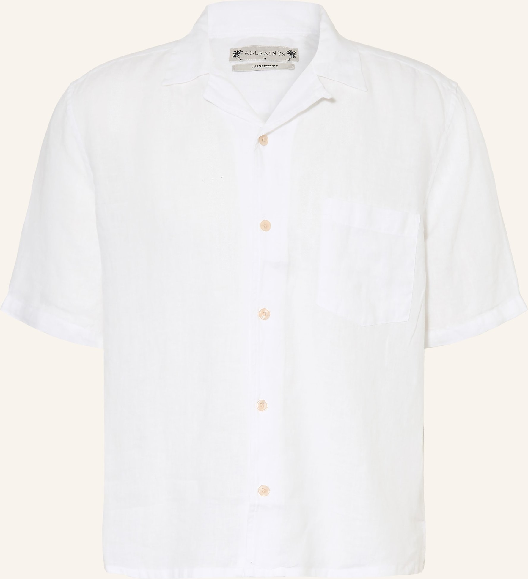 Allsaints Oversized-Resorthemd Tri Aus Leinen beige