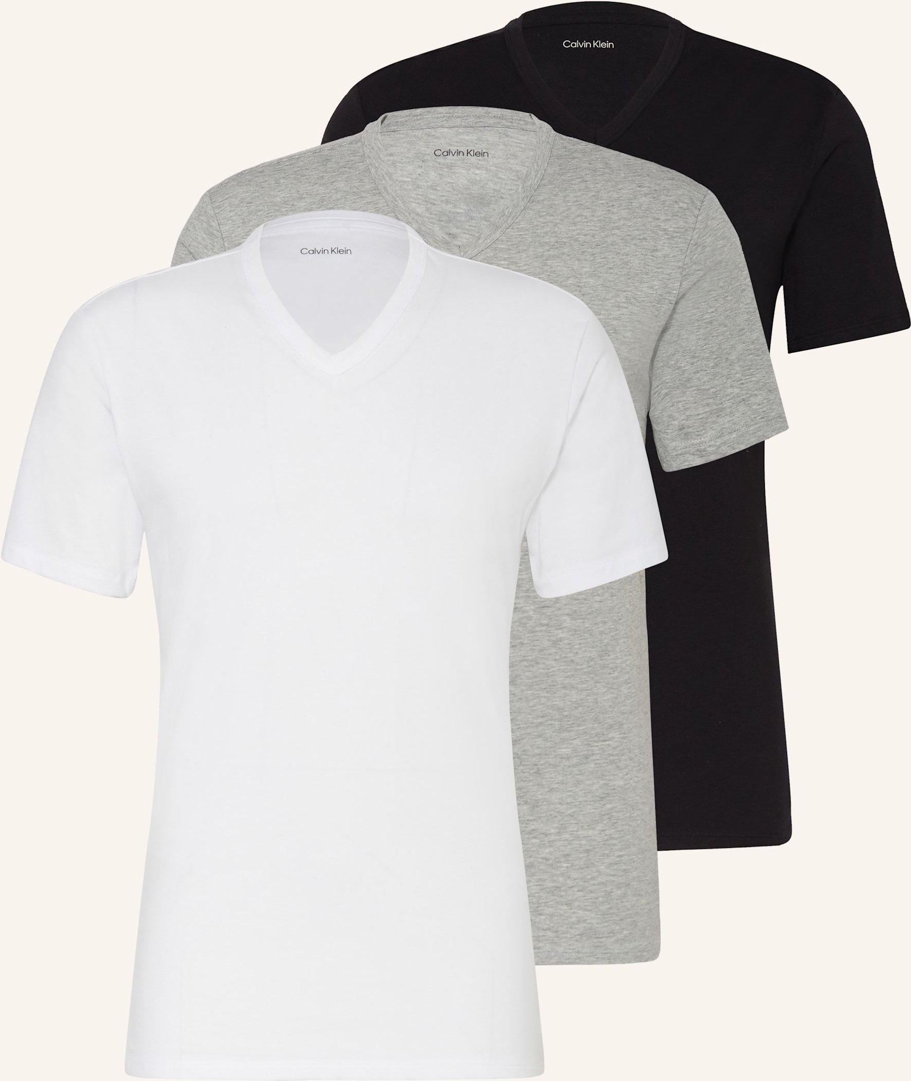 Calvin Klein 3er-Pack V-Shirts Cotton Stretch Blend grau