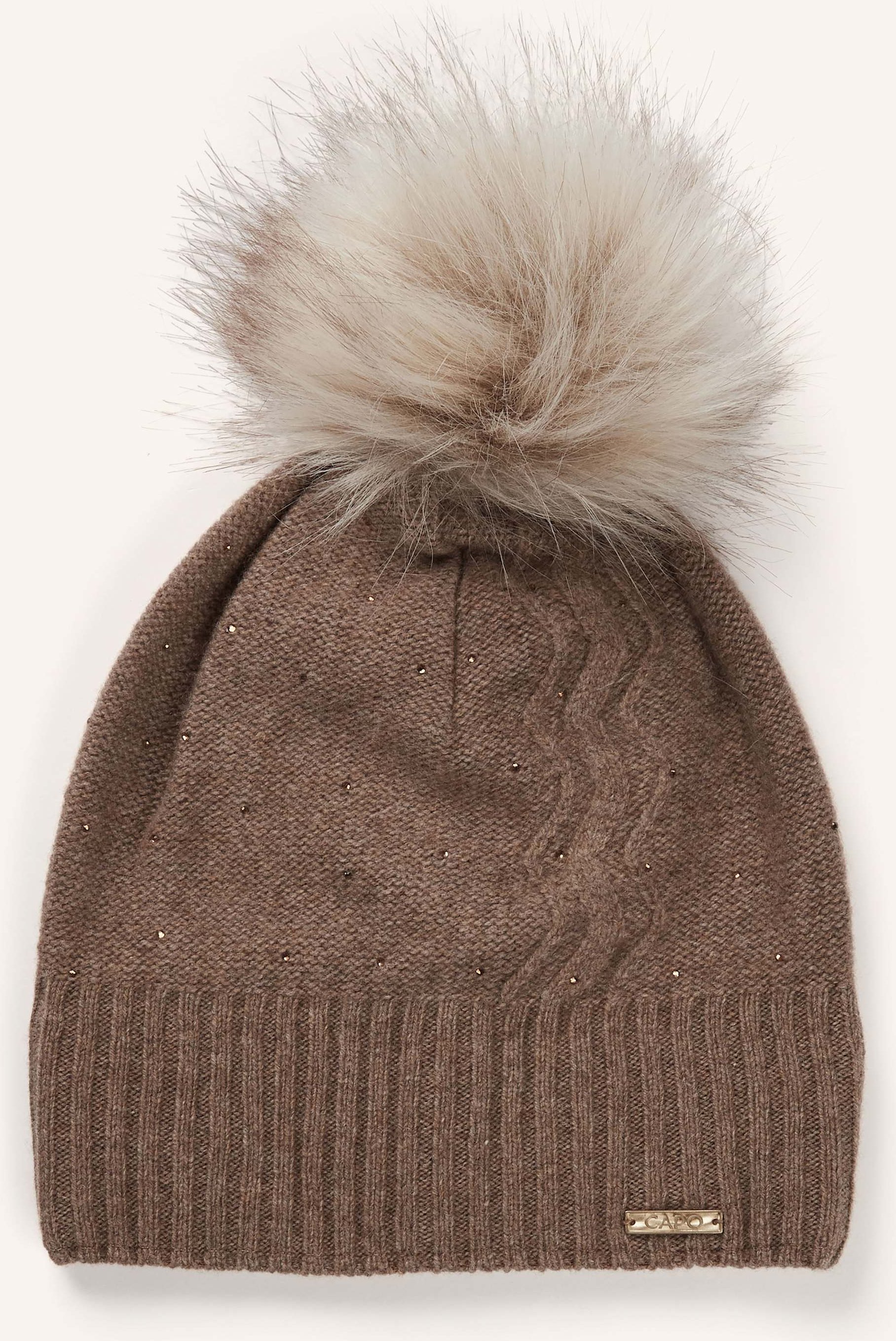 Capo Mütze Mit Cashmere Und Schmucksteinen braun