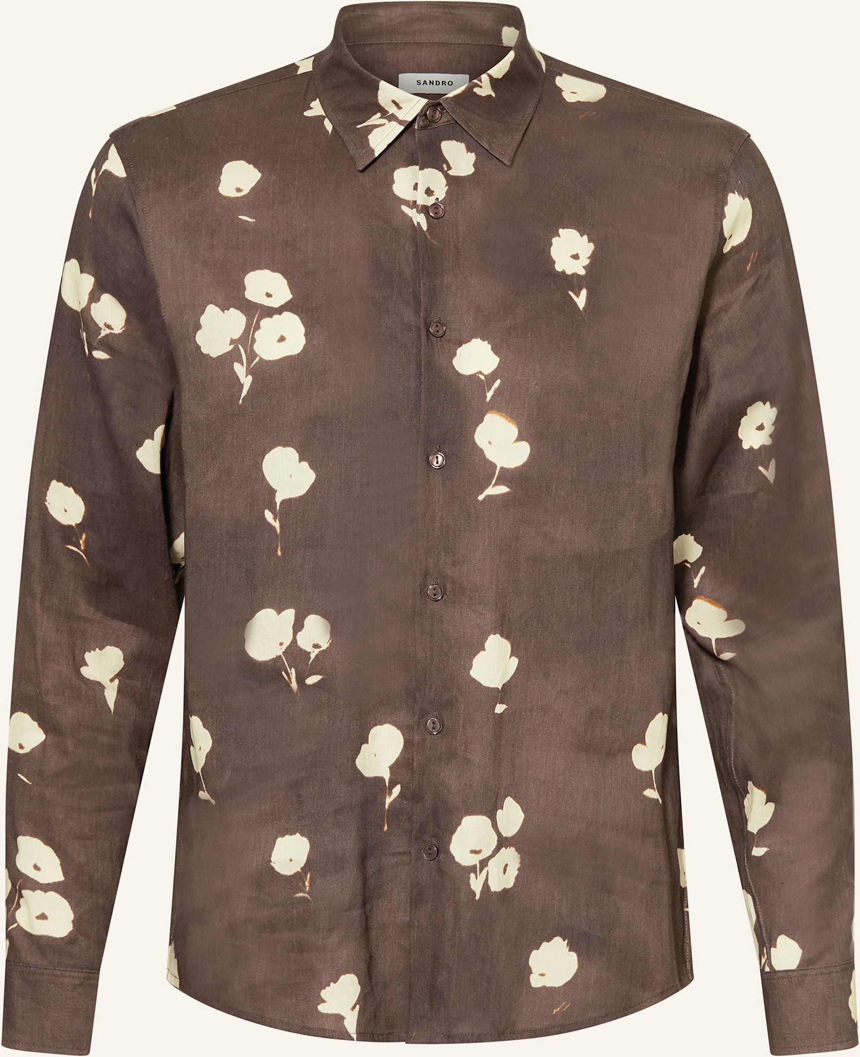 Sandro Hemd Comfort Fit Mit Leinen braun