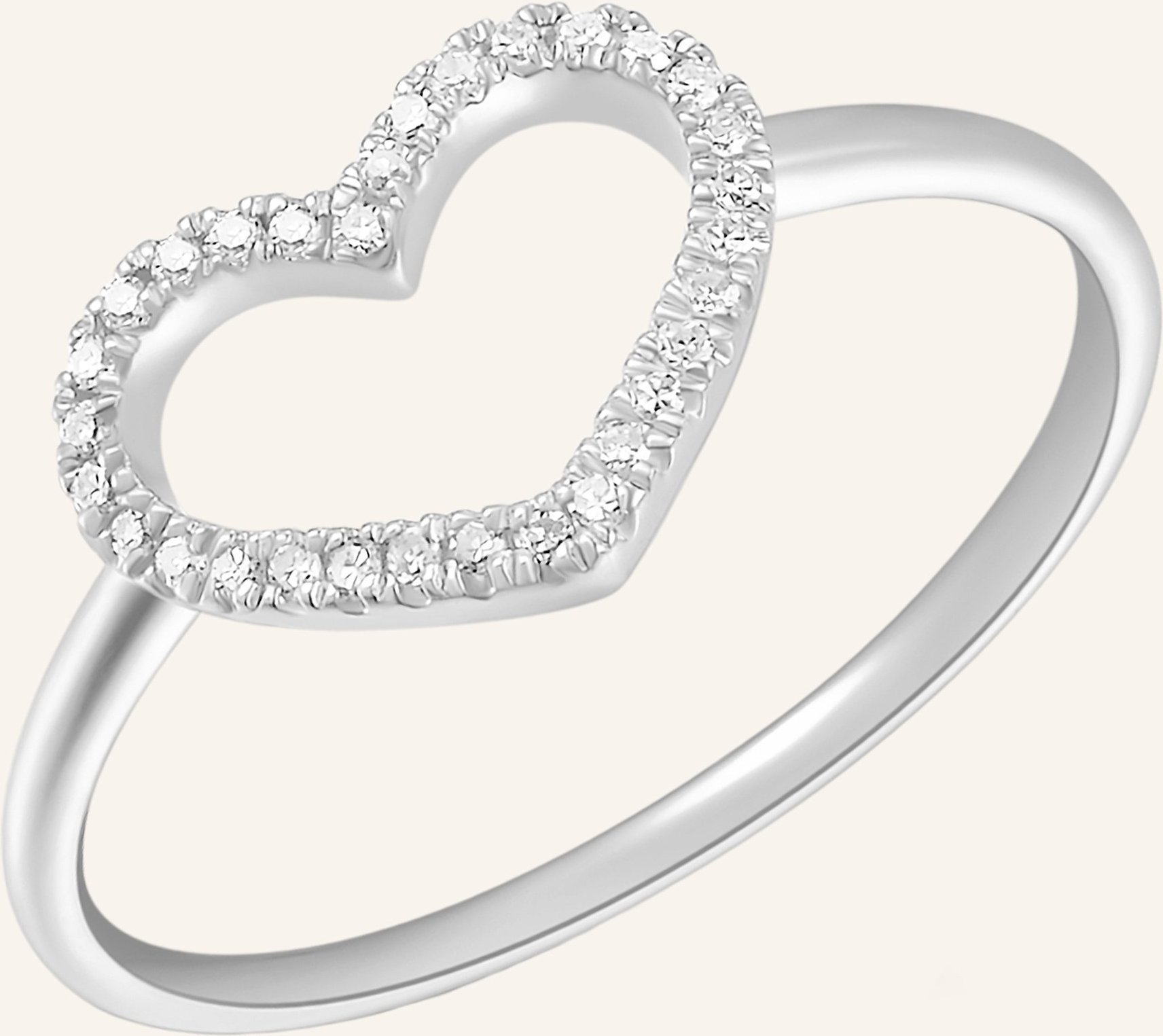 Leaf Ring Herz Aus 18 Karat Weißgold Mit Diamanten silber