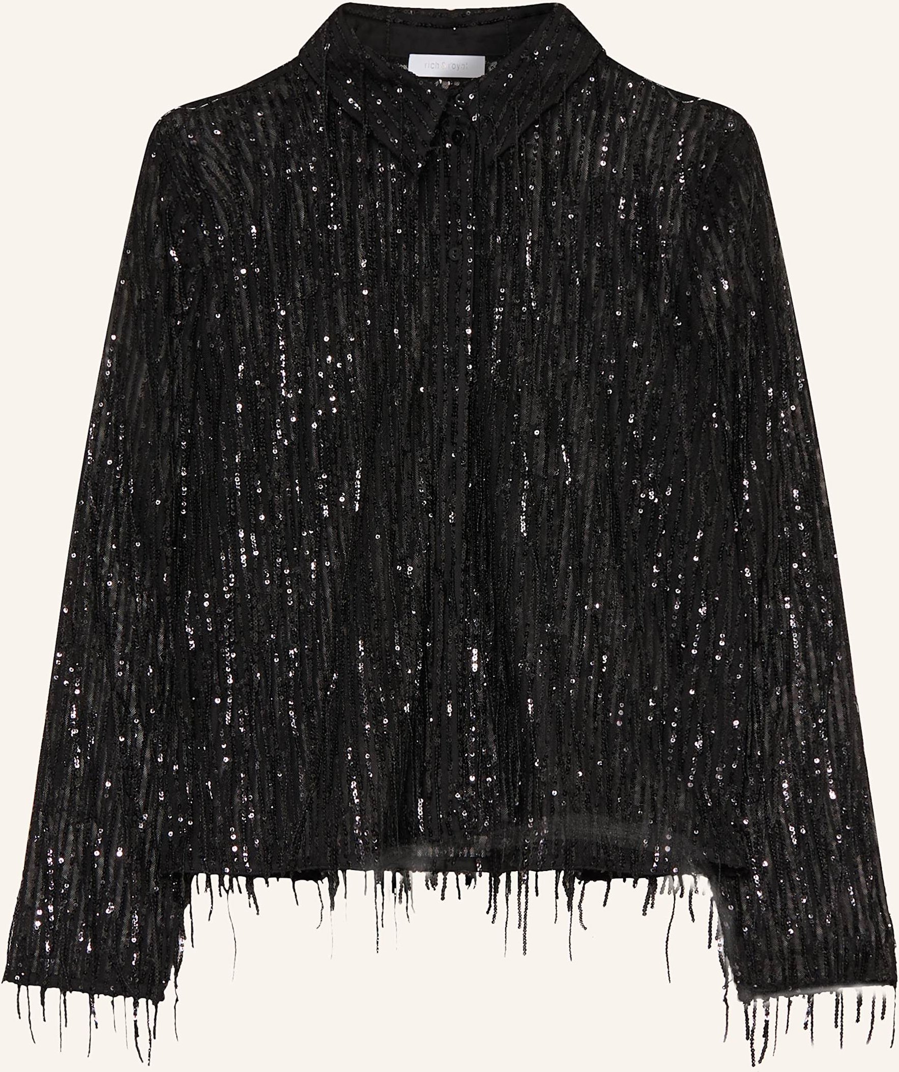 Rich & Royal Hemdbluse Aus Mesh Mit Pailletten schwarz