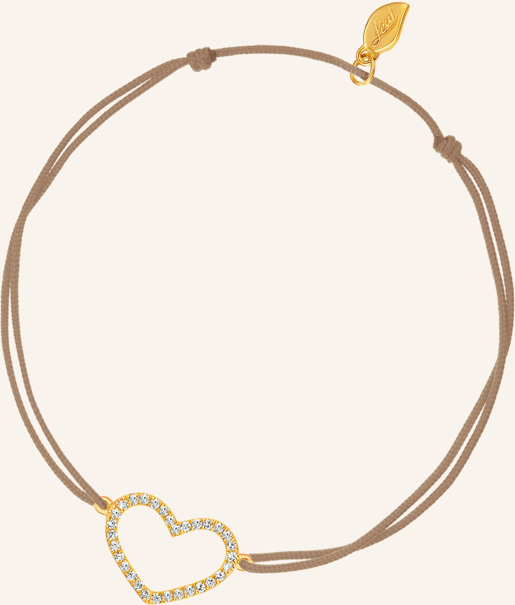 Leaf Freundschaftsarmband Heart Aus 18 Karat Gelbgold Mit Diamanten beige