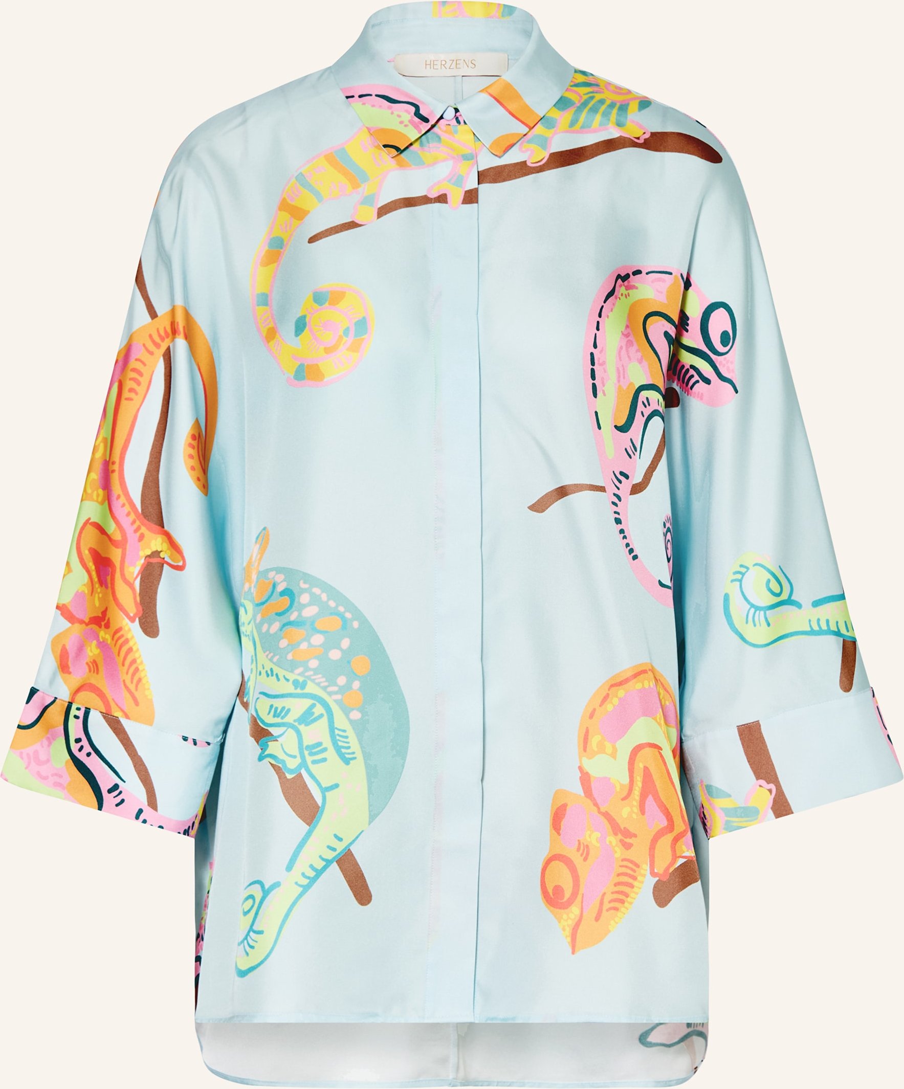 Herzens Hemdbluse Aus Seide Mit 3/4-Arm blau