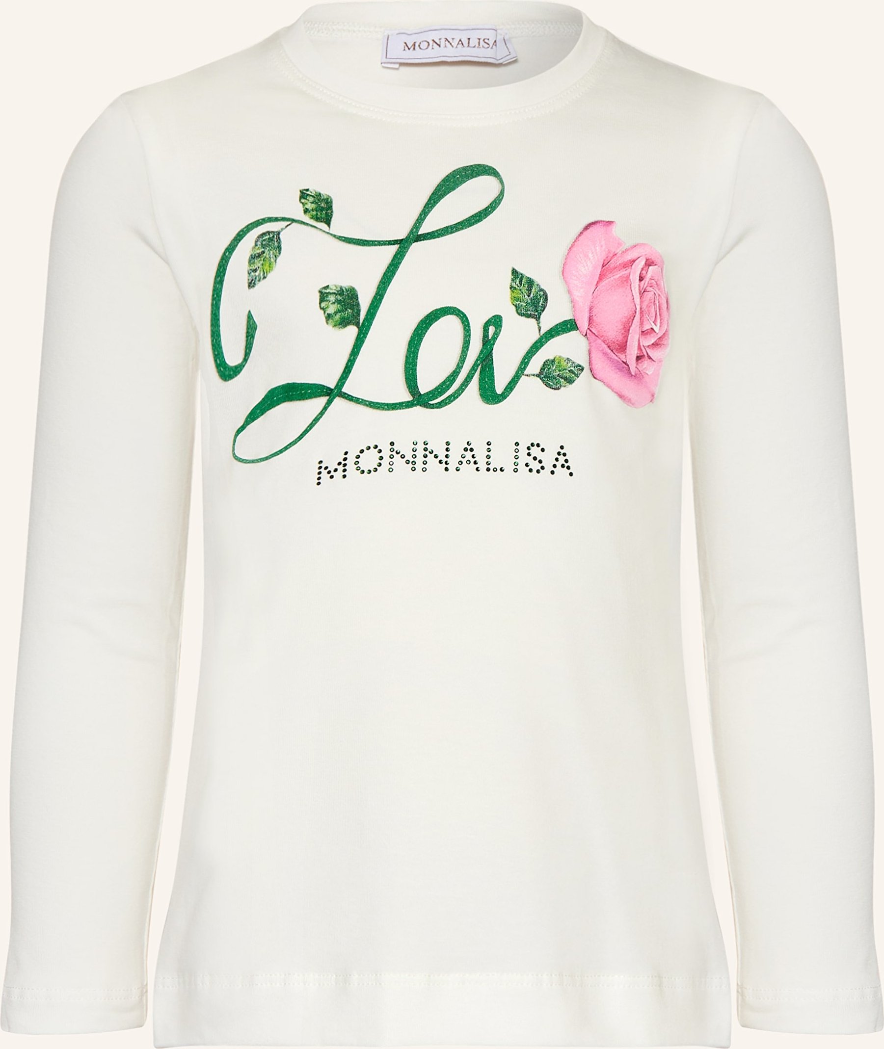 Thumbnail - Monnalisa Longsleeve Mit Schmucksteinen weiss