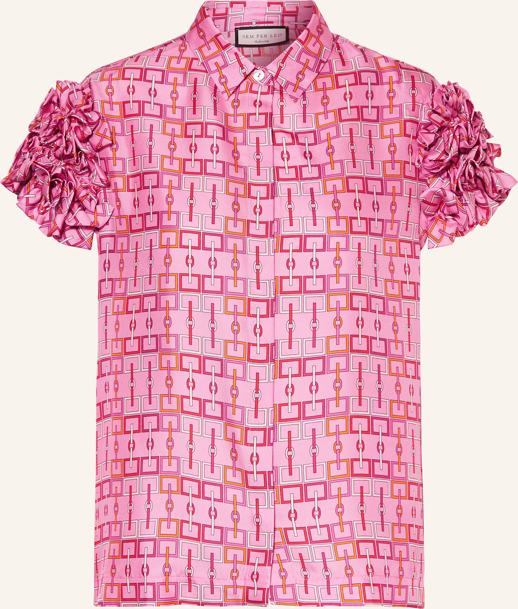Sem Per Lei Blusenshirt Aus Seide Mit Rüschen pink