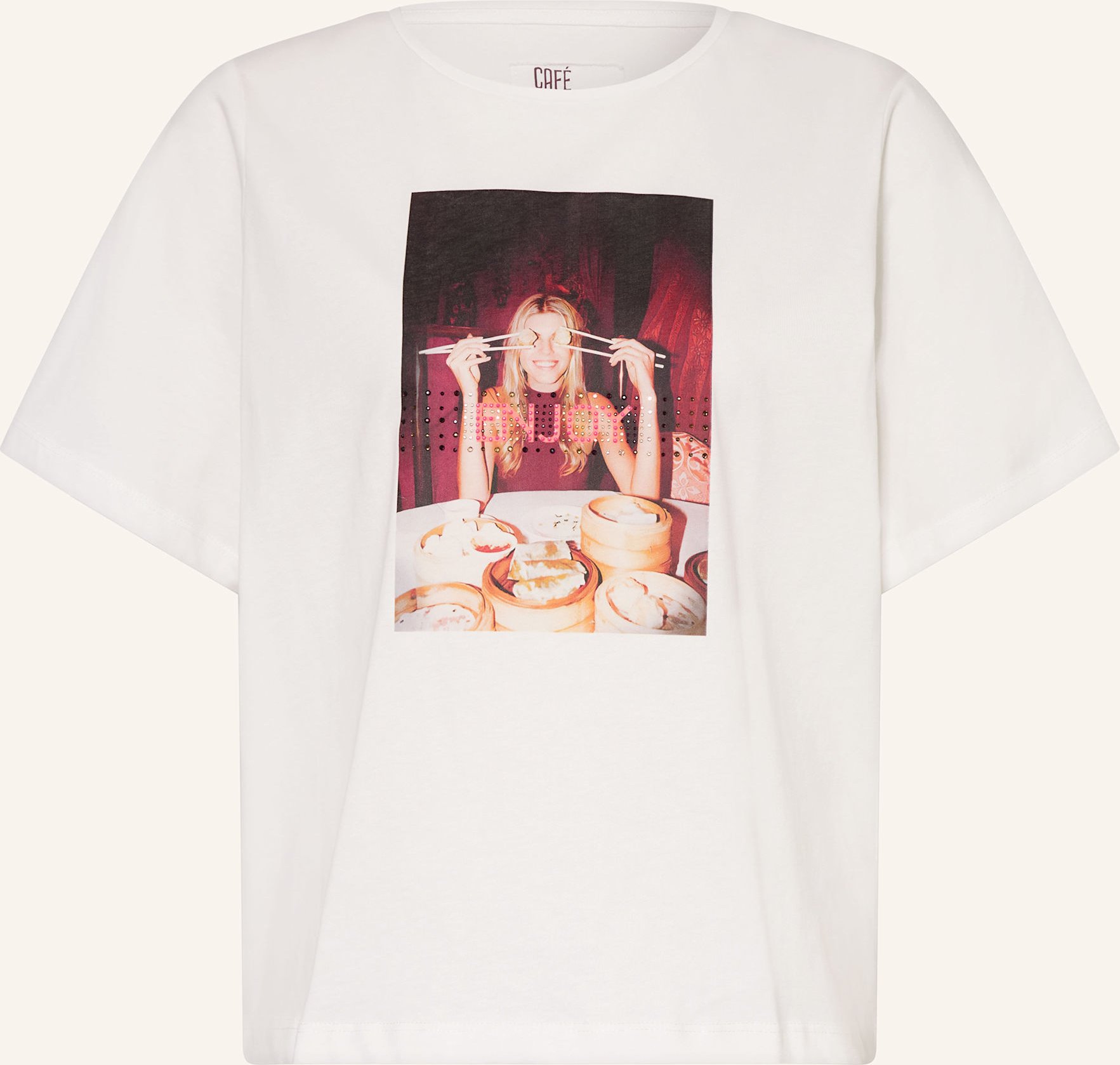 Oui T-Shirt Mit Schmucksteinen weiss