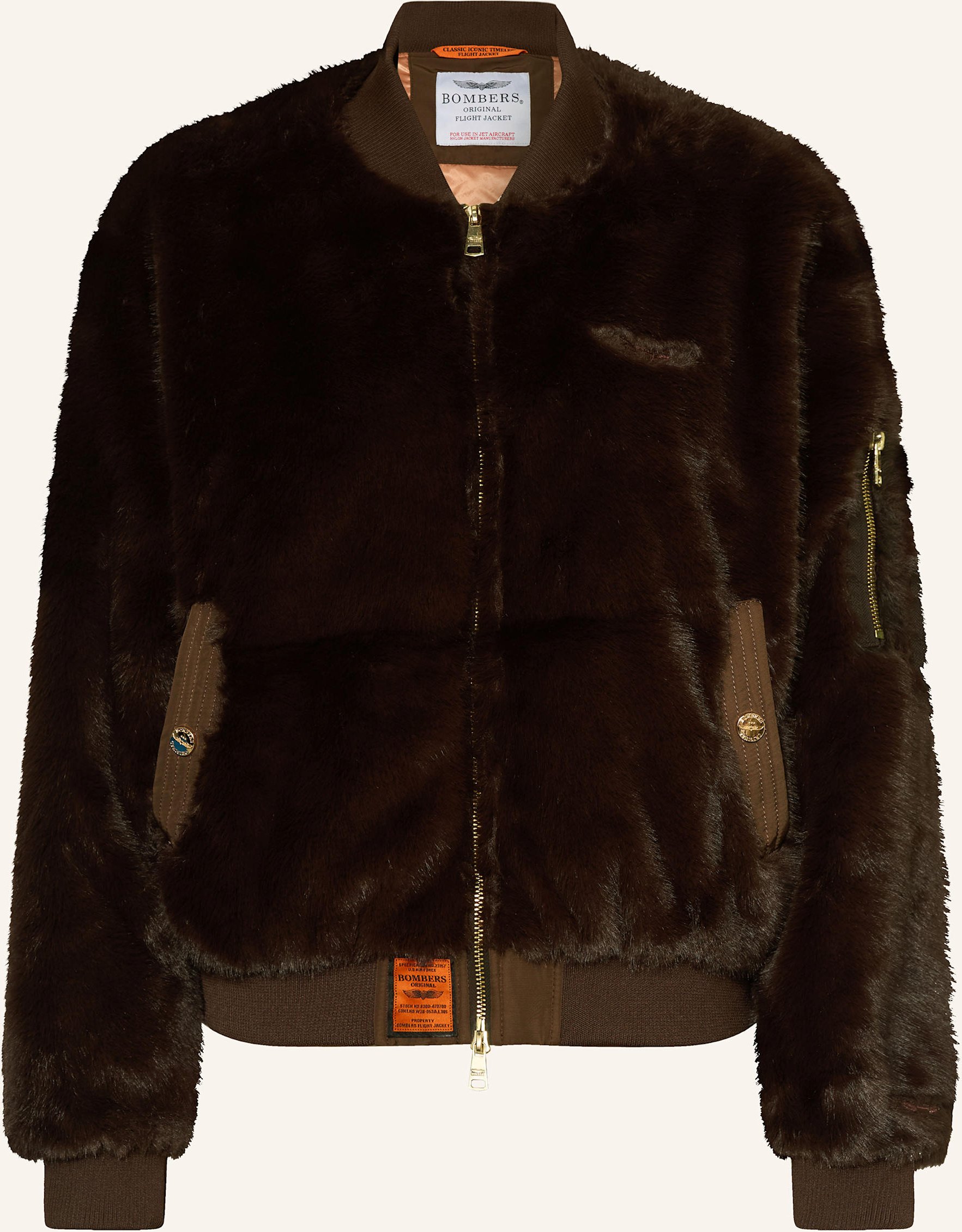 Bombers Original Kunstpelz-Jacke braun