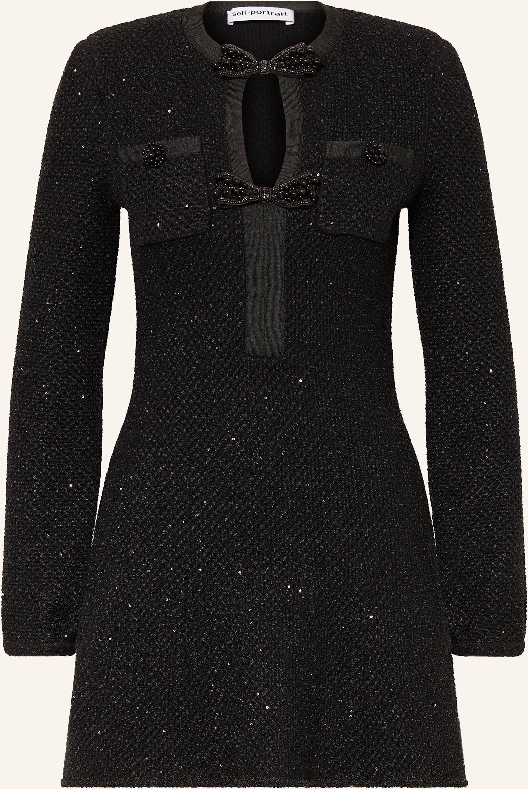 Self-Portrait Bouclé-Kleid Mit Pailletten schwarz