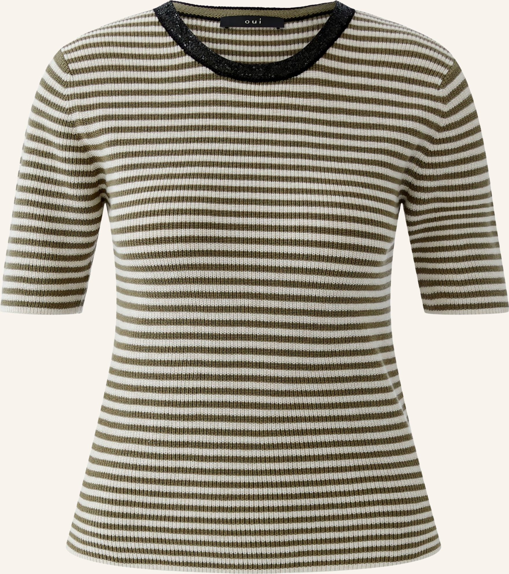 Oui Strickshirt Mit Pailletten gruen
