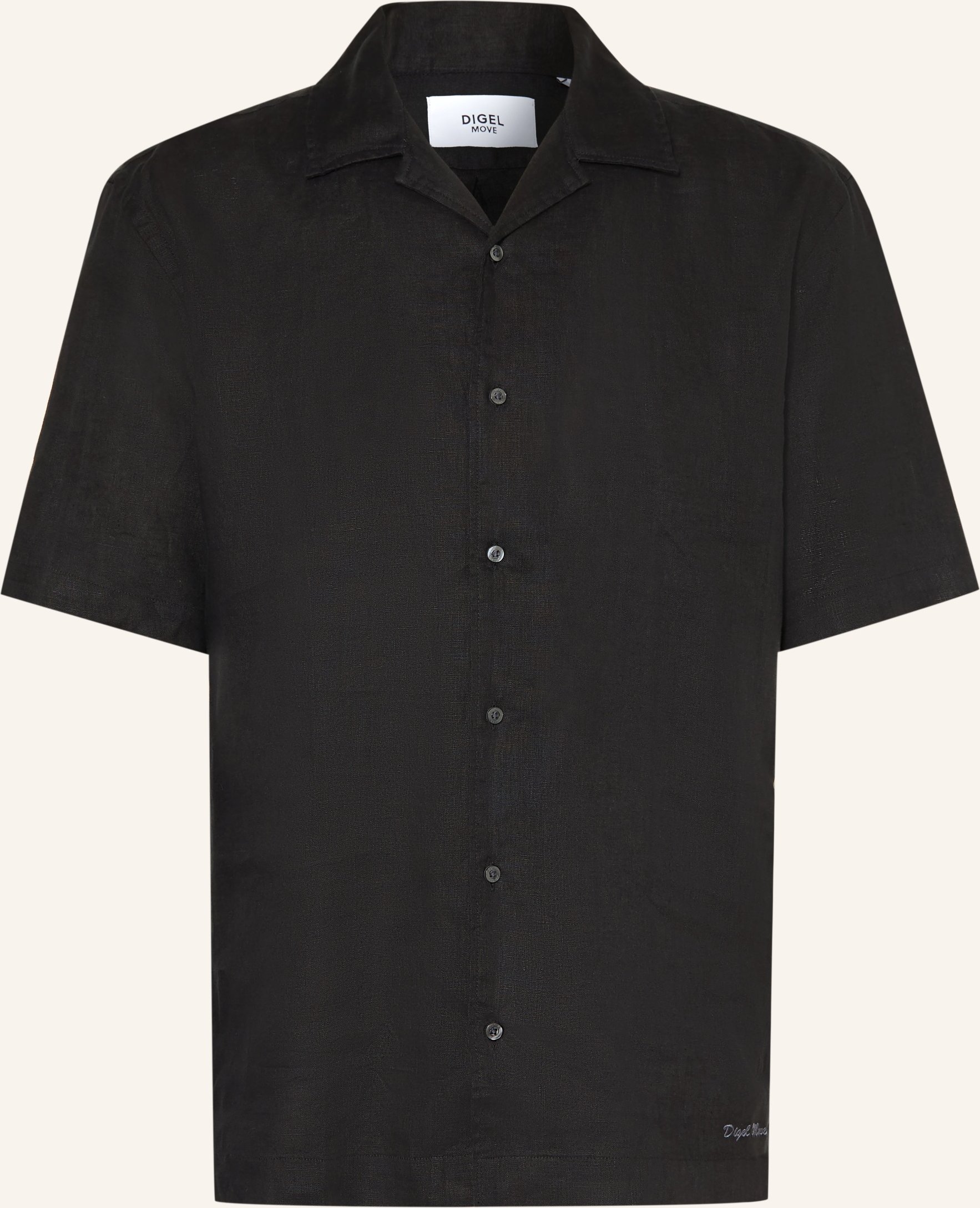 Digel Move Resorthemd Alfie Regular Fit Aus Leinen schwarz