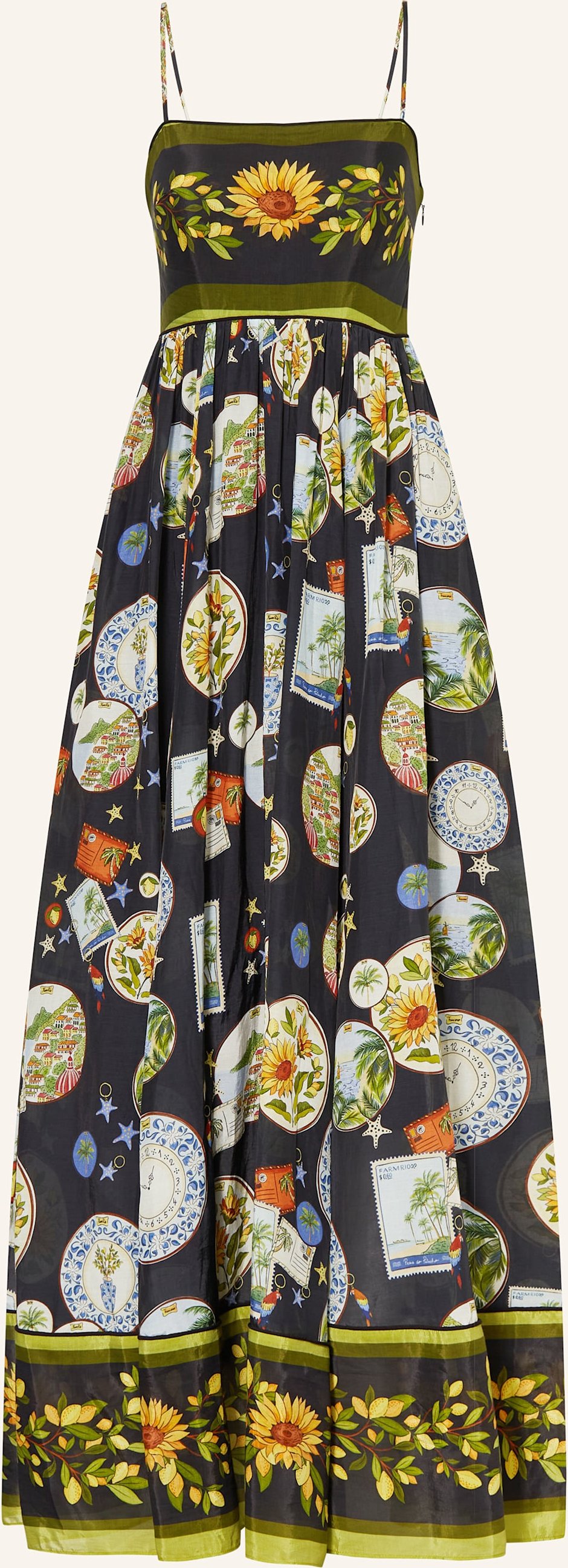 Farm Rio Kleid Trip Souvenir schwarz