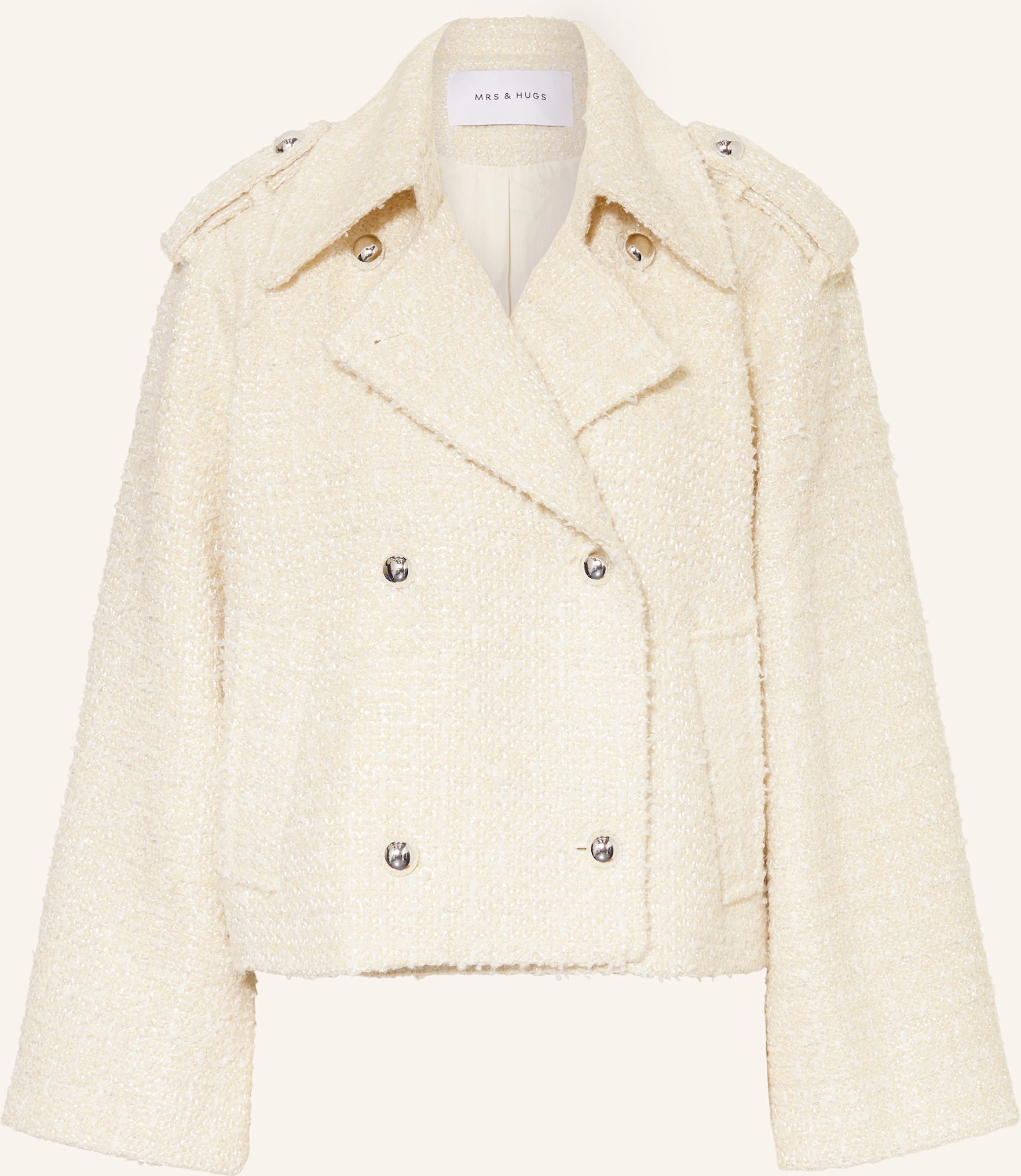 Mrs & Hugs Trench-Jacke Aus Bouclé weiss