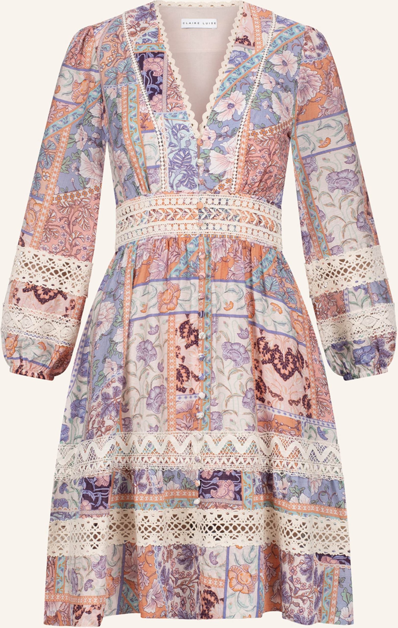 Claire Luise Bedrucktes Chiffonkleid blau
