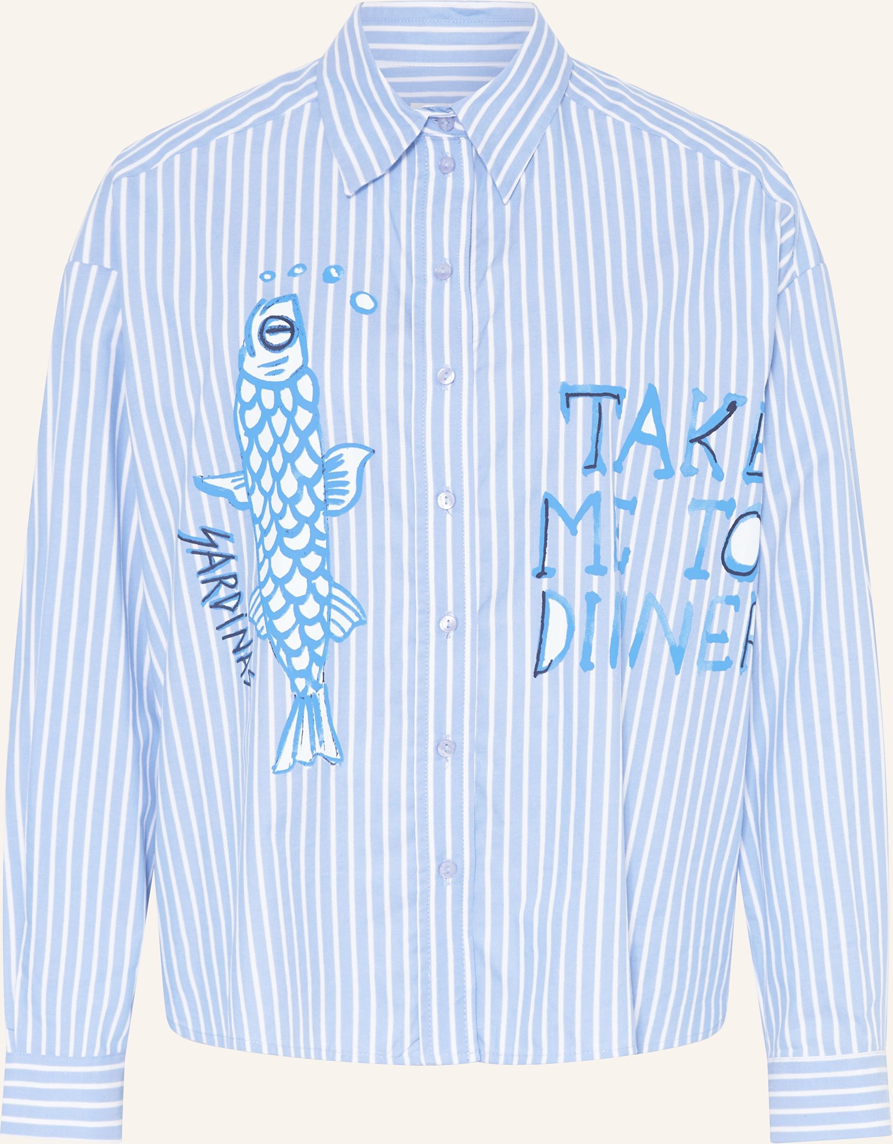 Milano Italy Oversized-Hemdbluse blau