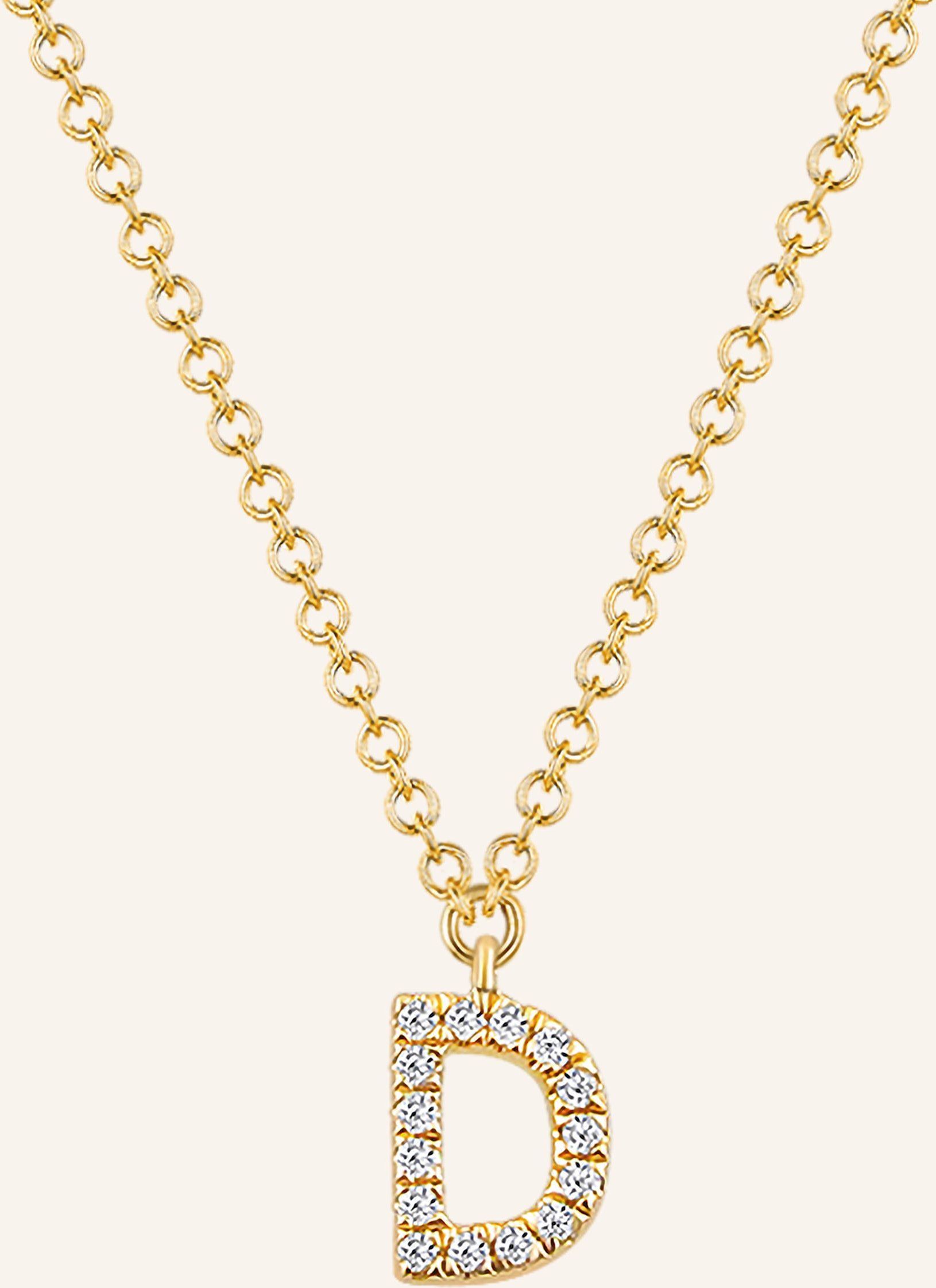 Leaf Initialien Halskette „D“ Aus 14 Karat Gelbgold Mit Diamanten gold