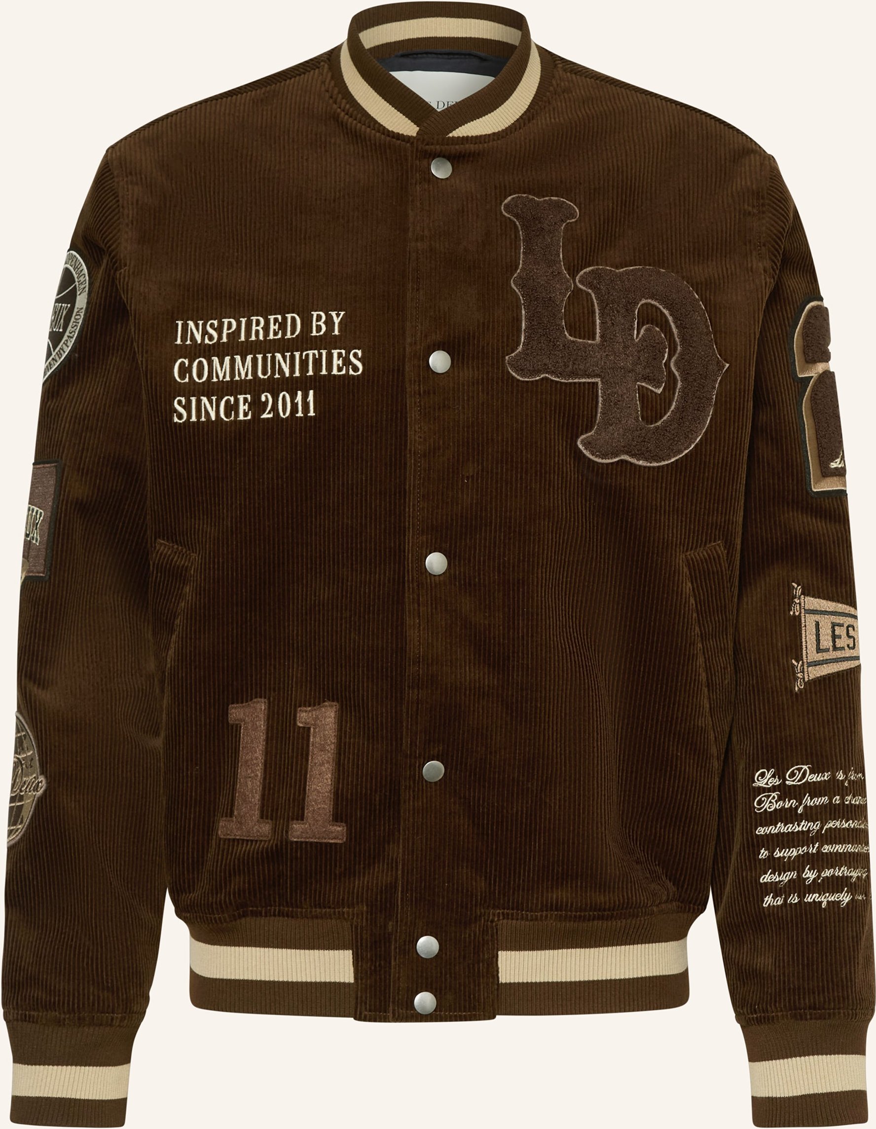 Les Deux Collegejacke Aus Cord braun