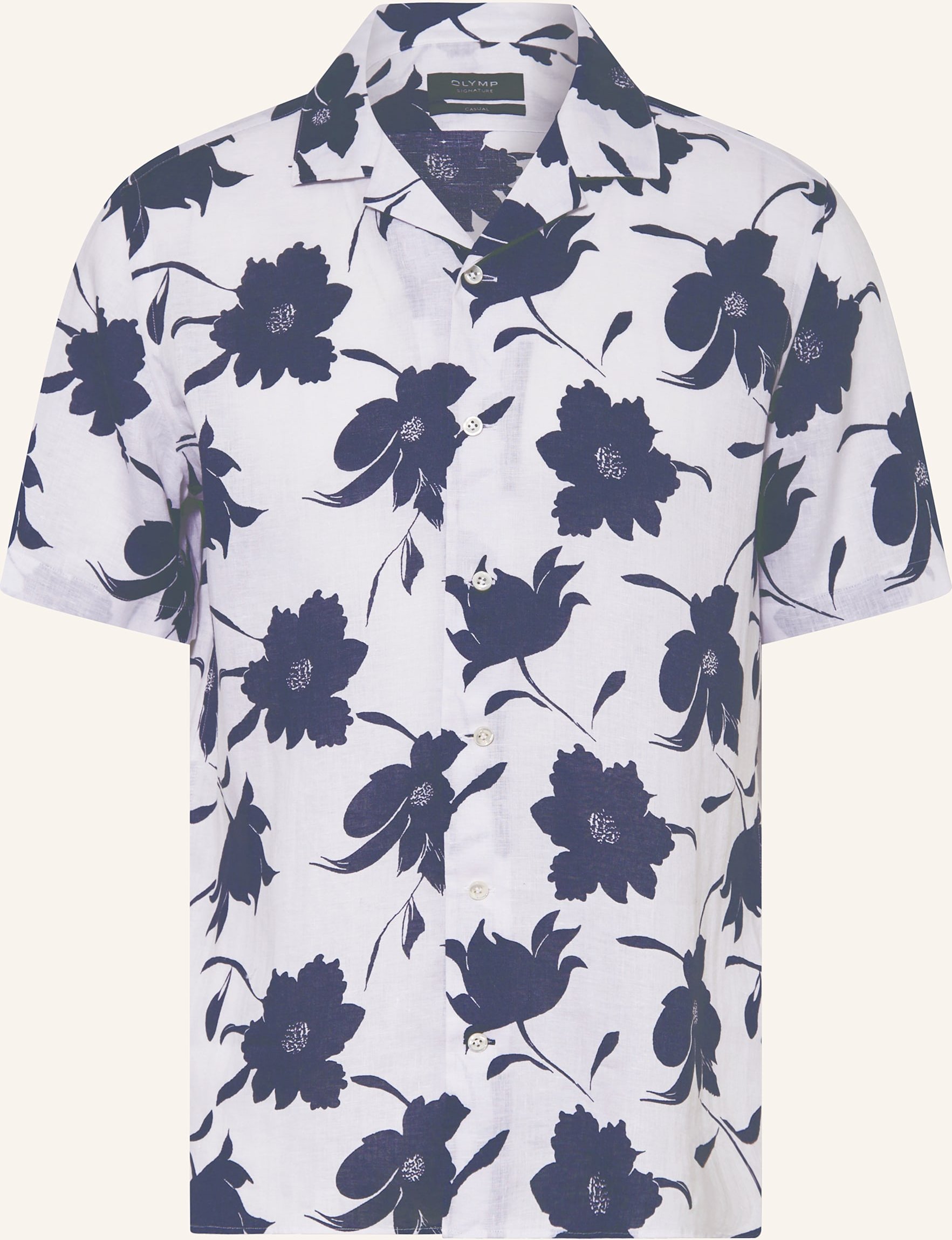 Olymp Signature Resorthemd Casual Fit Aus Leinen blau