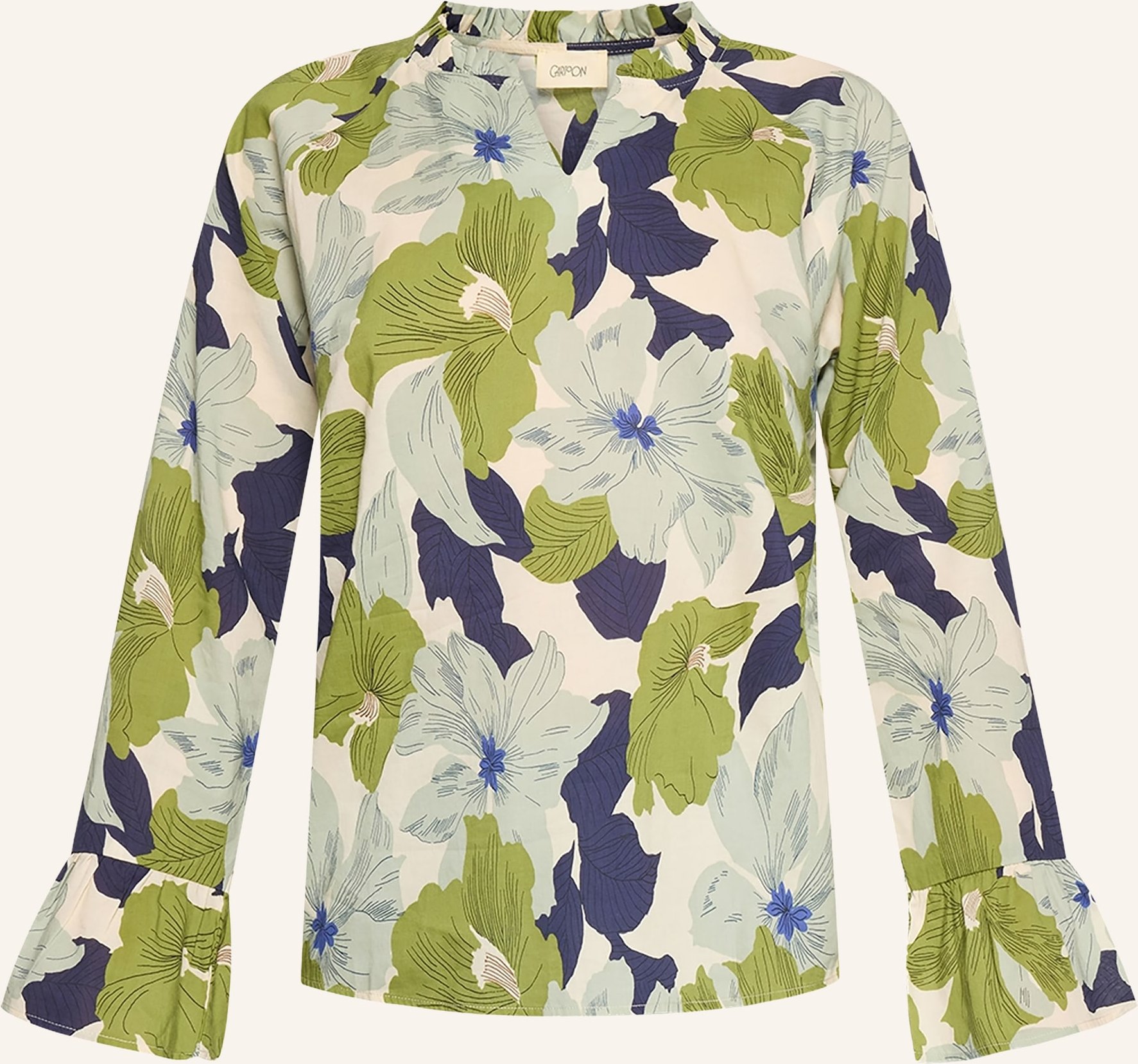 Cartoon Blusenshirt Mit Rüschen gruen