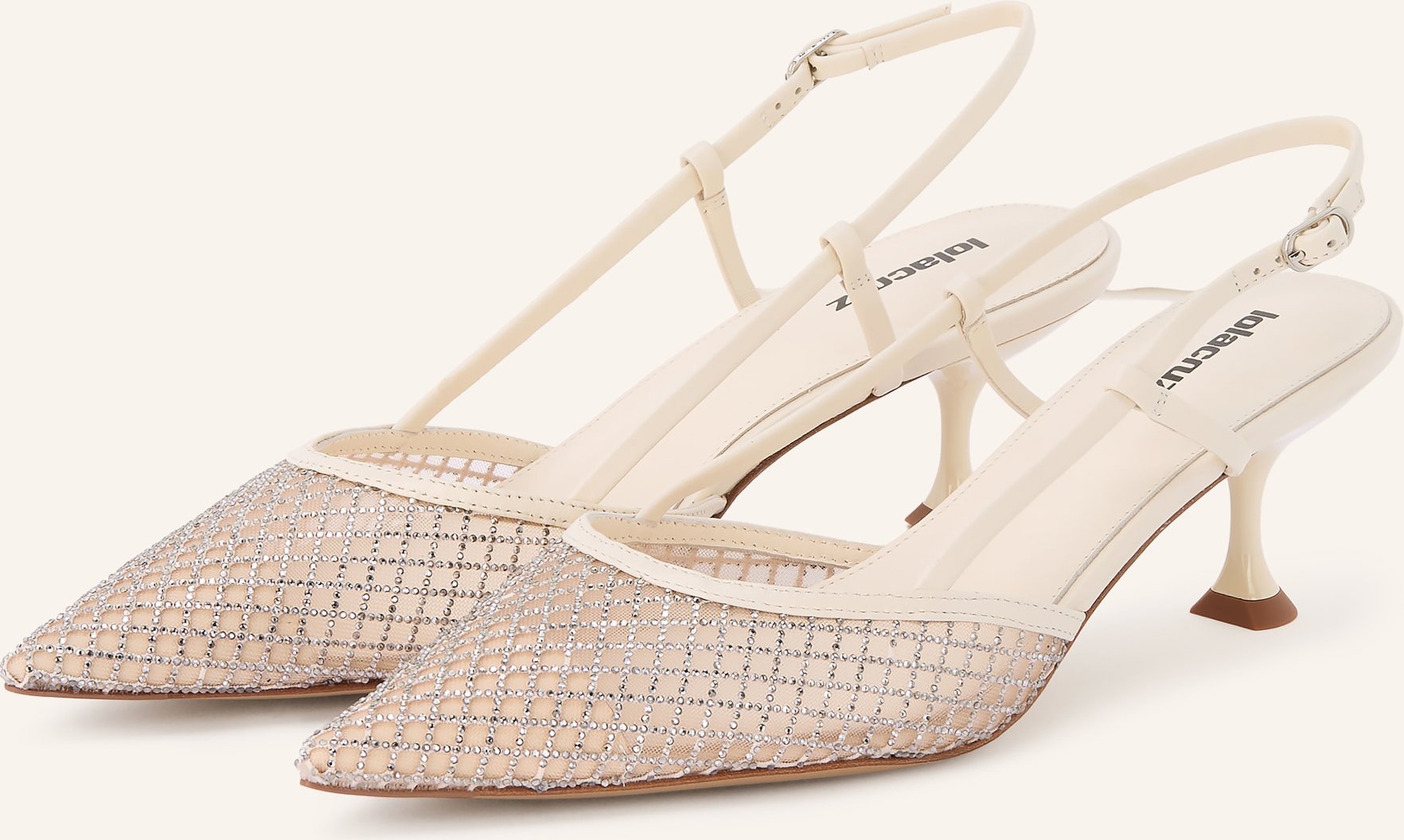 Lola Cruz Slingpumps Ruby 55 Mit Schmucksteinen weiss